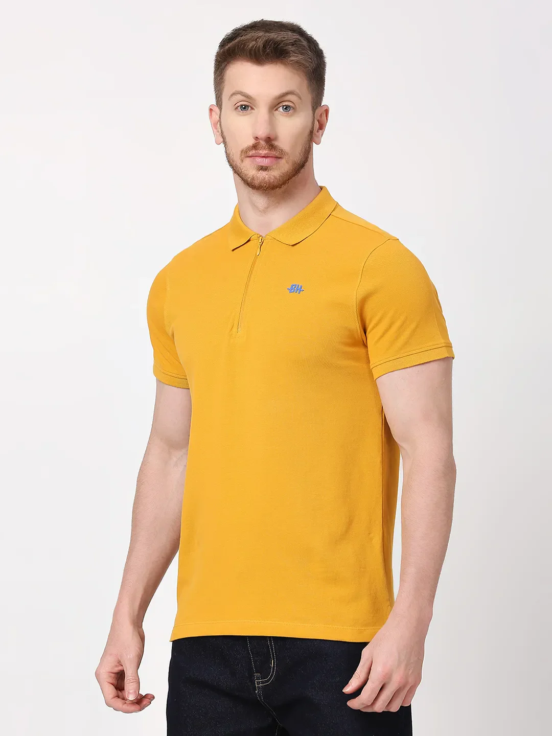 Yellow Regular Fit Men's Polo T-Shirt by Being Human Clothing - Image 2