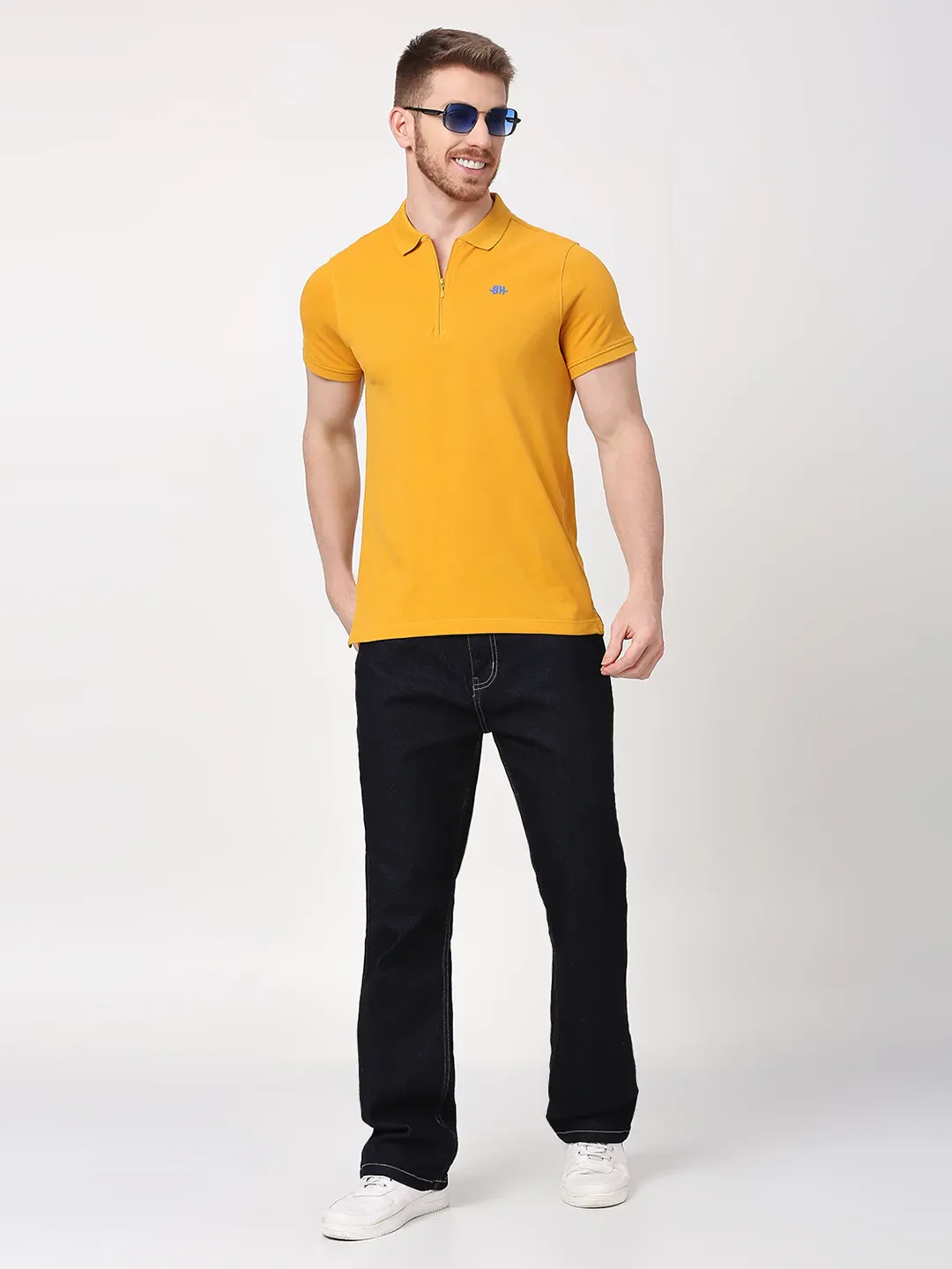 Yellow Regular Fit Men's Polo T-Shirt by Being Human Clothing - Image 6