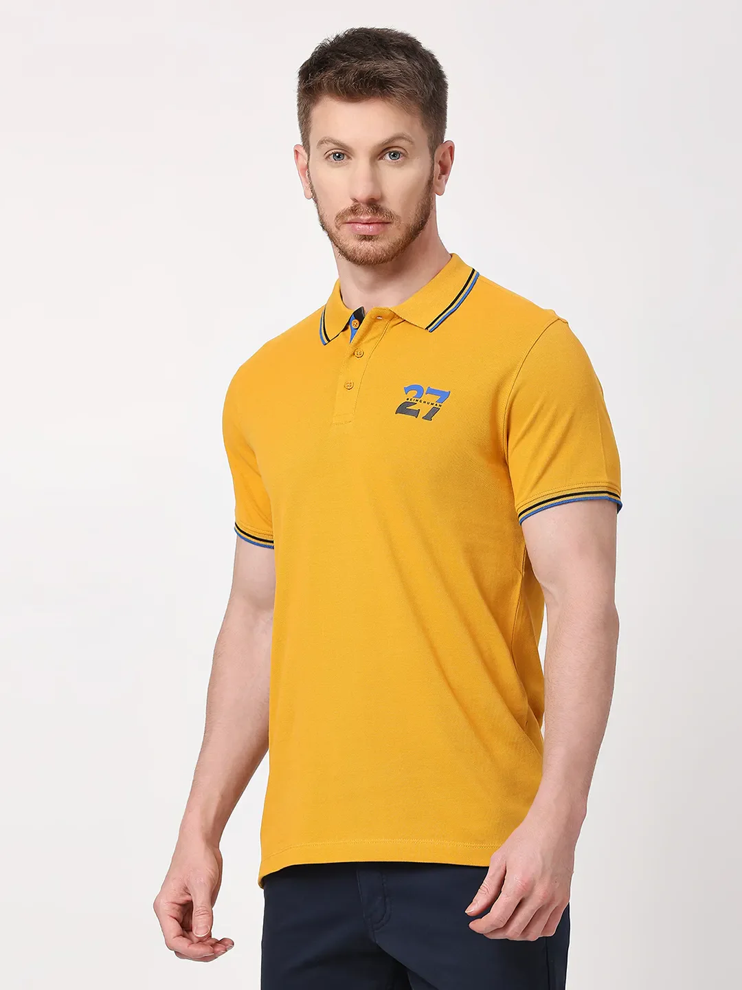 Mustard Regular Fit Men's Polo T-Shirt by Being Human Clothing - Image 2