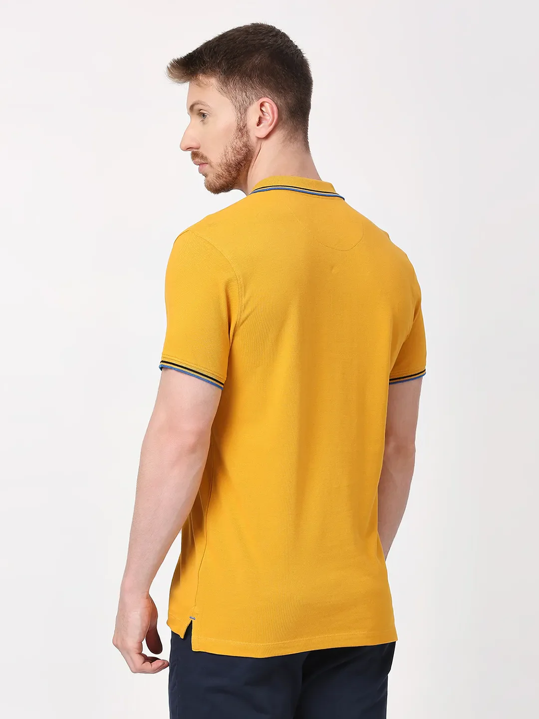 Mustard Regular Fit Men's Polo T-Shirt by Being Human Clothing - Image 4