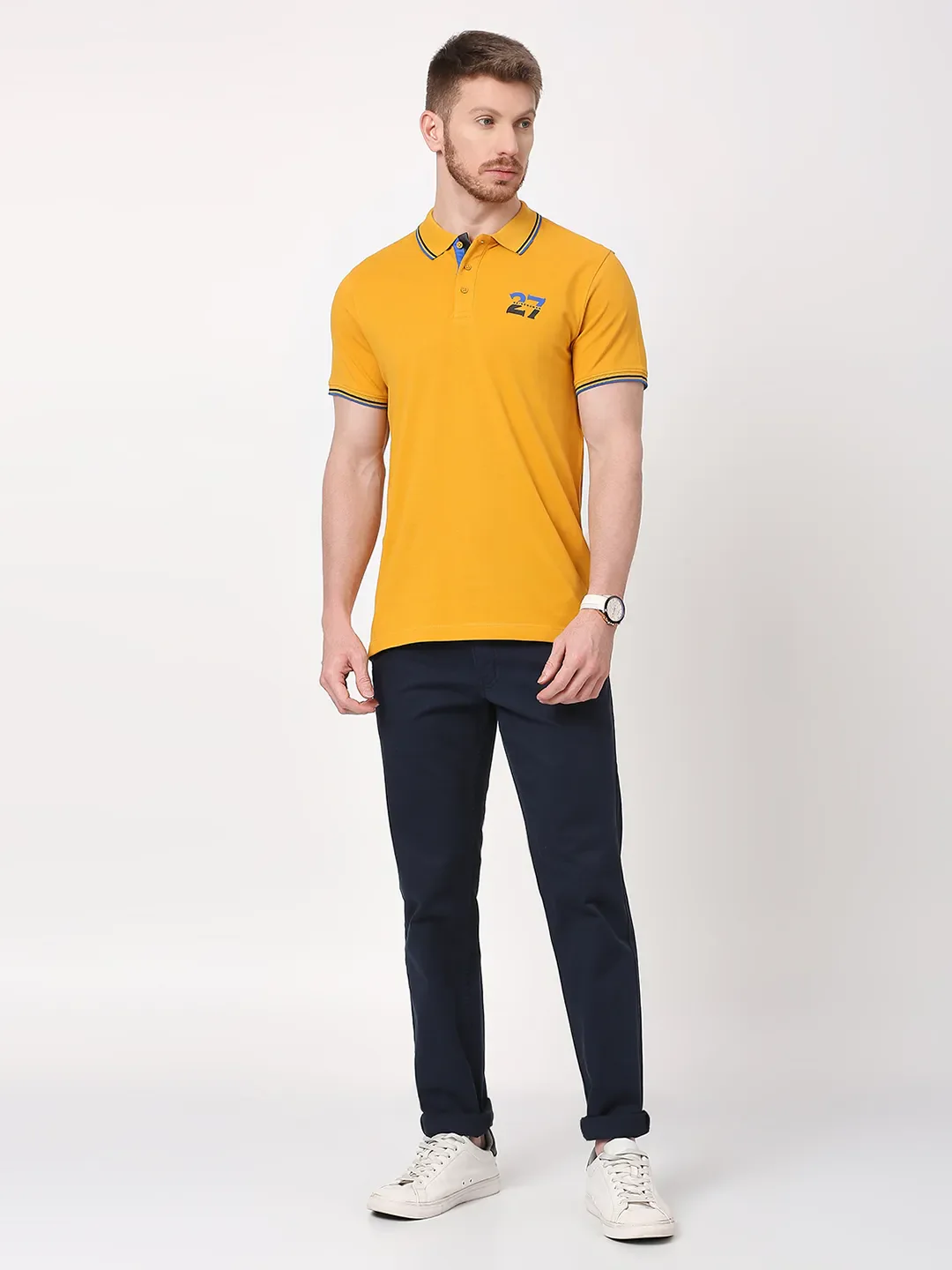 Mustard Regular Fit Men's Polo T-Shirt by Being Human Clothing - Image 6