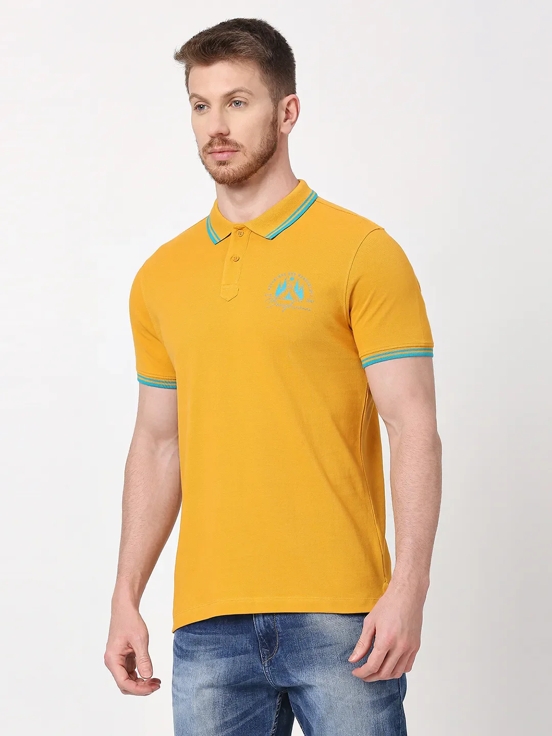 Mustard Regular Fit Men's Polo T-Shirt by Being Human Clothing - Image 2