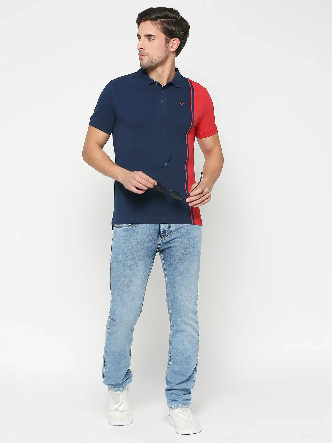 Navy Regular Fit Men's Polo T-shirt by Being Human Clothing - Image 6