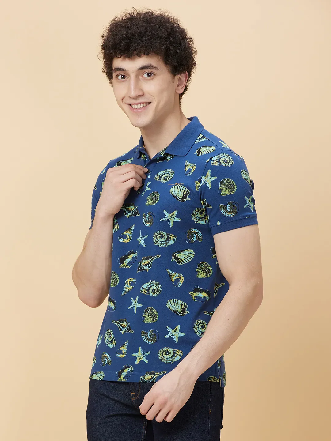 Navy Regular Fit Men's Polo T-shirt by Being Human Clothing - Image 3