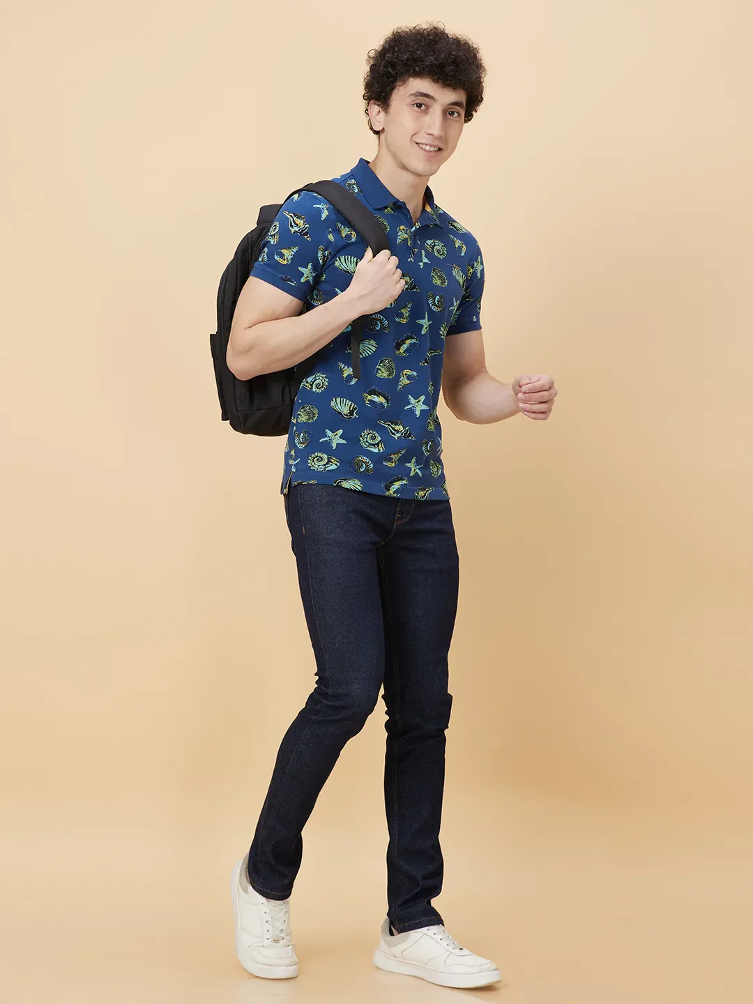 Navy Regular Fit Men's Polo T-shirt by Being Human Clothing - Image 6