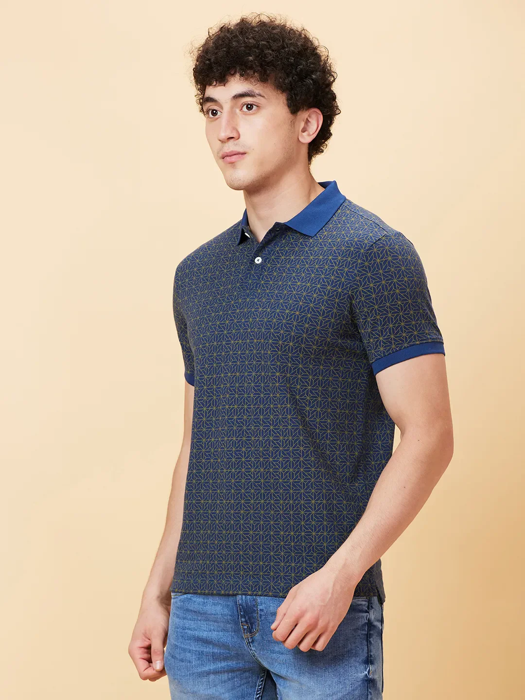 Navy Regular Fit Men's Polo T-shirt by Being Human Clothing - Image 3