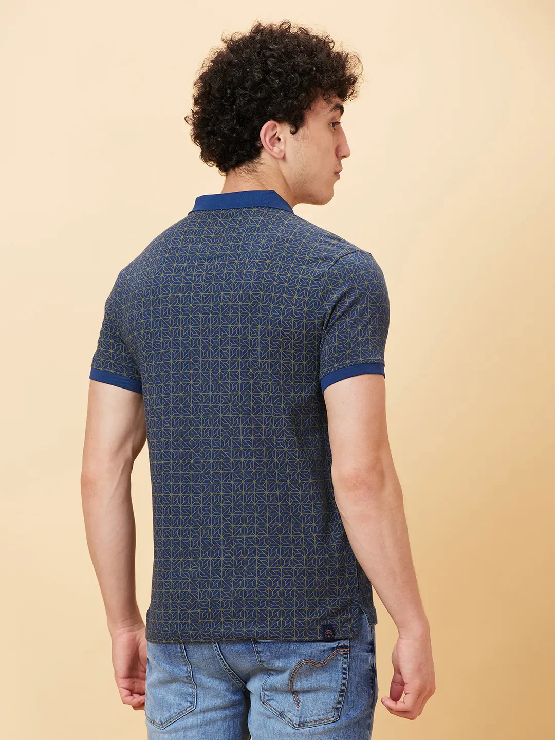Navy Regular Fit Men's Polo T-shirt by Being Human Clothing - Image 4
