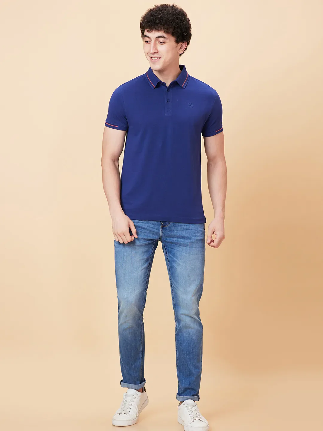 Navy Regular Fit Men's Polo T-Shirt by Being Human Clothing - Image 2
