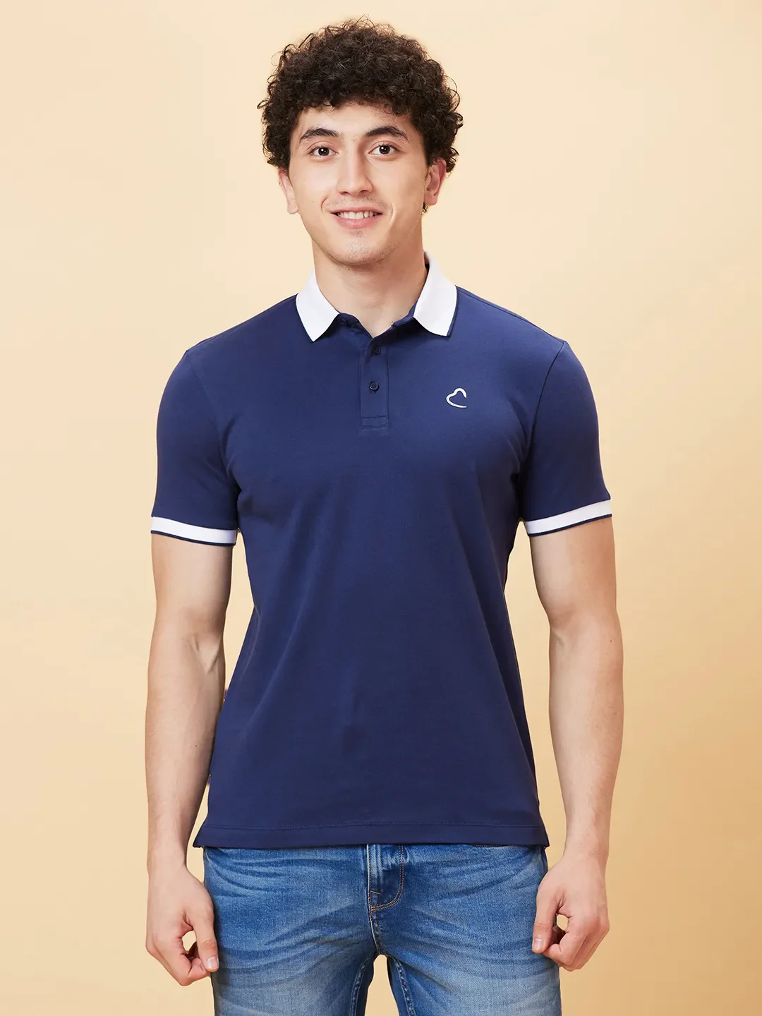 Navy Regular Fit Men's Polo T-Shirt by Being Human Clothing