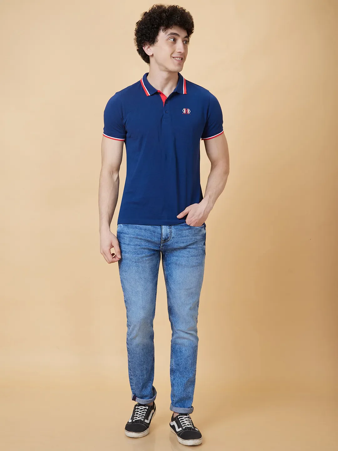 Navy Regular Fit Men's Polo T-Shirt by Being Human Clothing