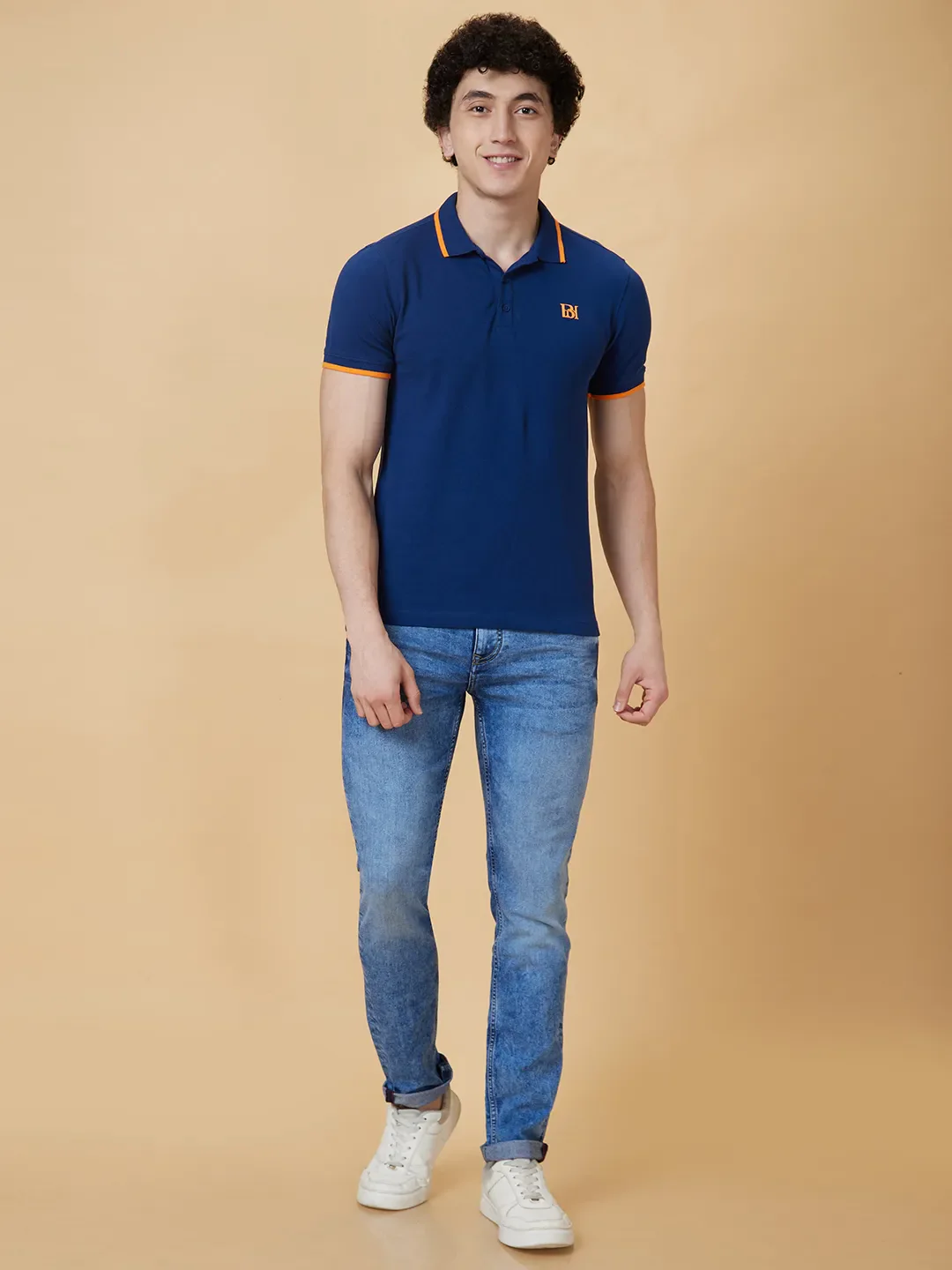 Navy Regular Fit Men's Polo T-Shirt by Being Human Clothing