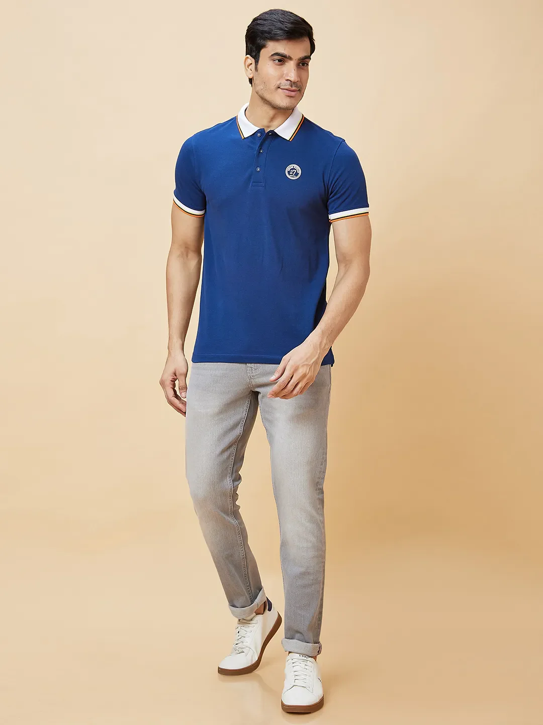 Navy Regular Fit Men's Polo T-Shirt by Being Human Clothing