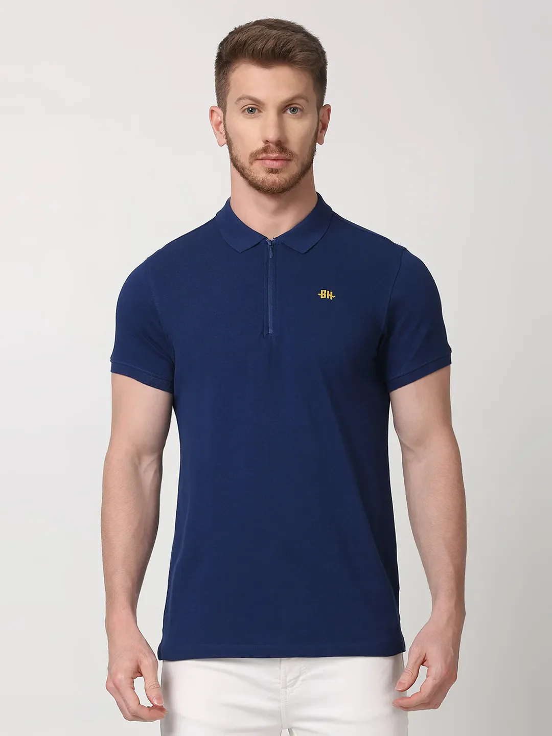 Navy Regular Fit Men's Polo T-Shirt by Being Human Clothing