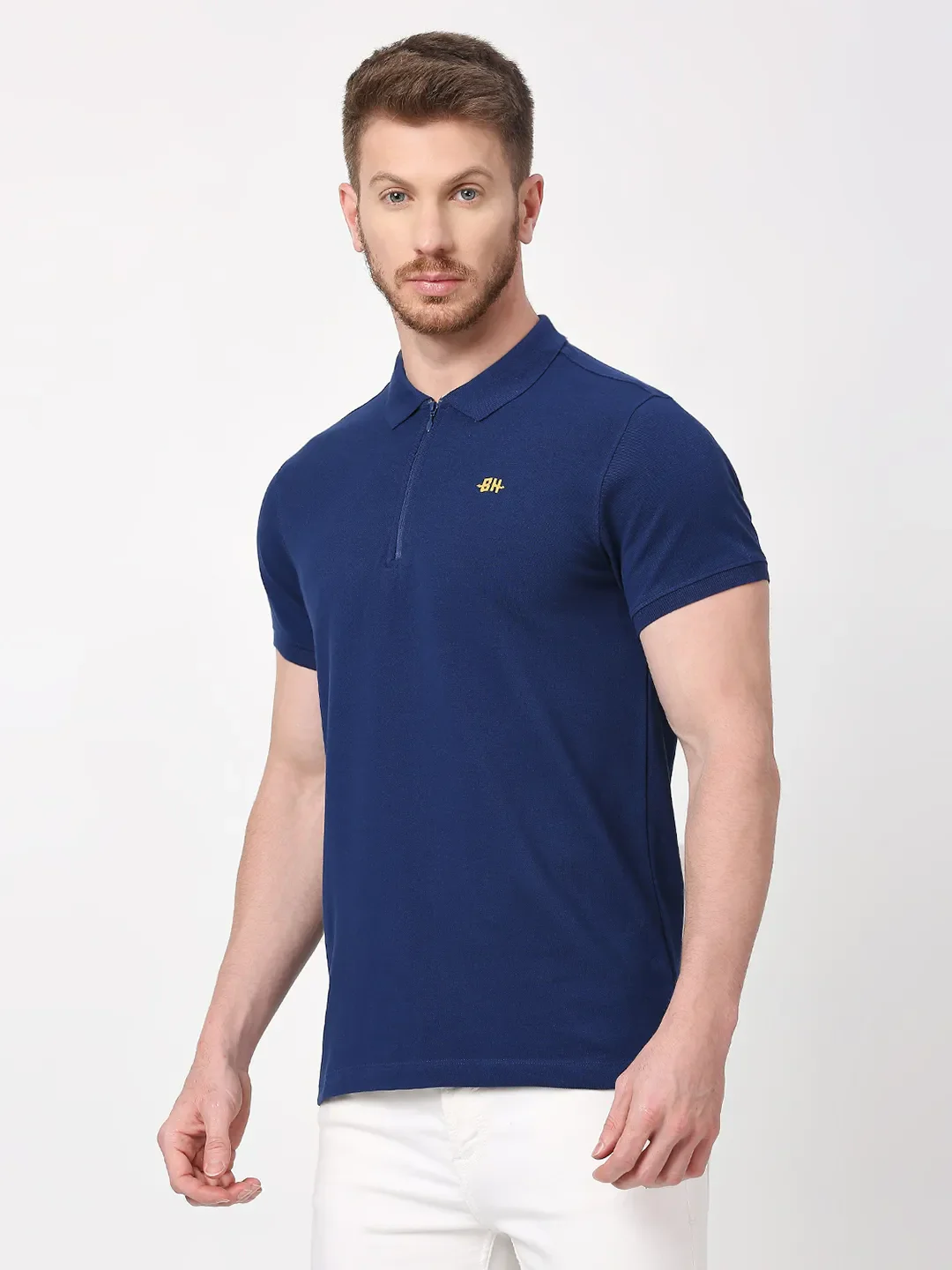 Navy Regular Fit Men's Polo T-Shirt by Being Human Clothing - Image 2