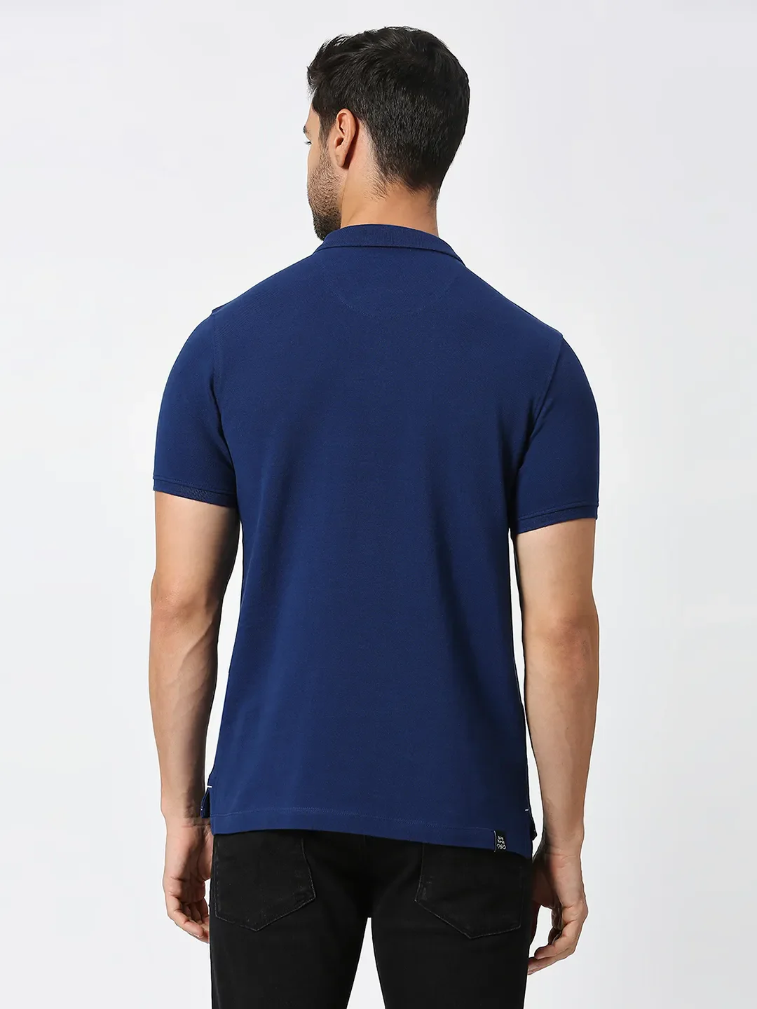 Navy Regular Fit Men's Polo T-Shirt by Being Human Clothing - Image 3