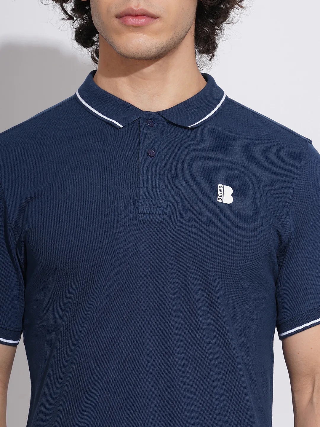 Navy Regular Fit Men's Polo T-Shirt by Being Human Clothing - Image 5