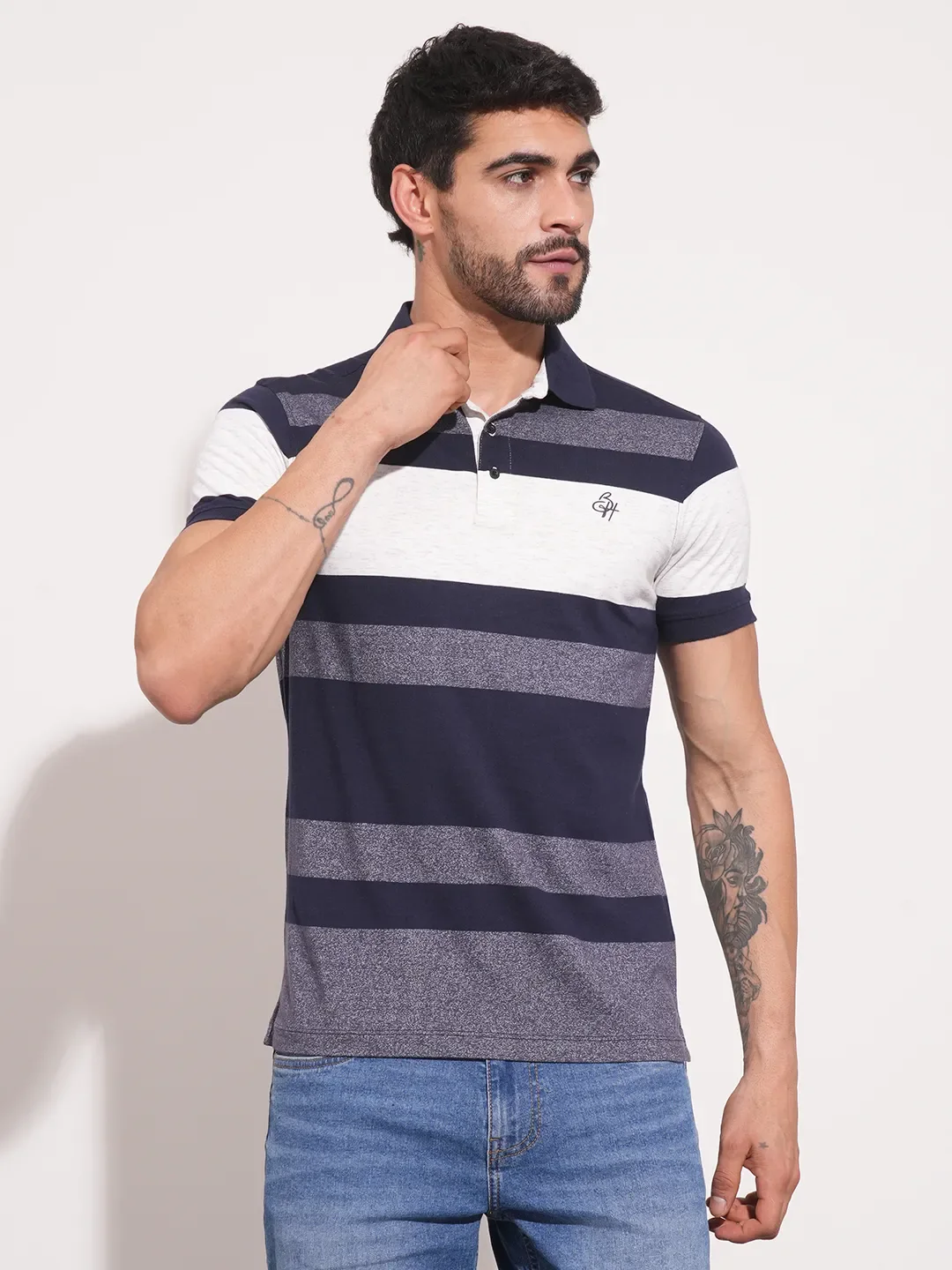 Navy Regular Fit Men's Polo T-Shirt by Being Human Clothing