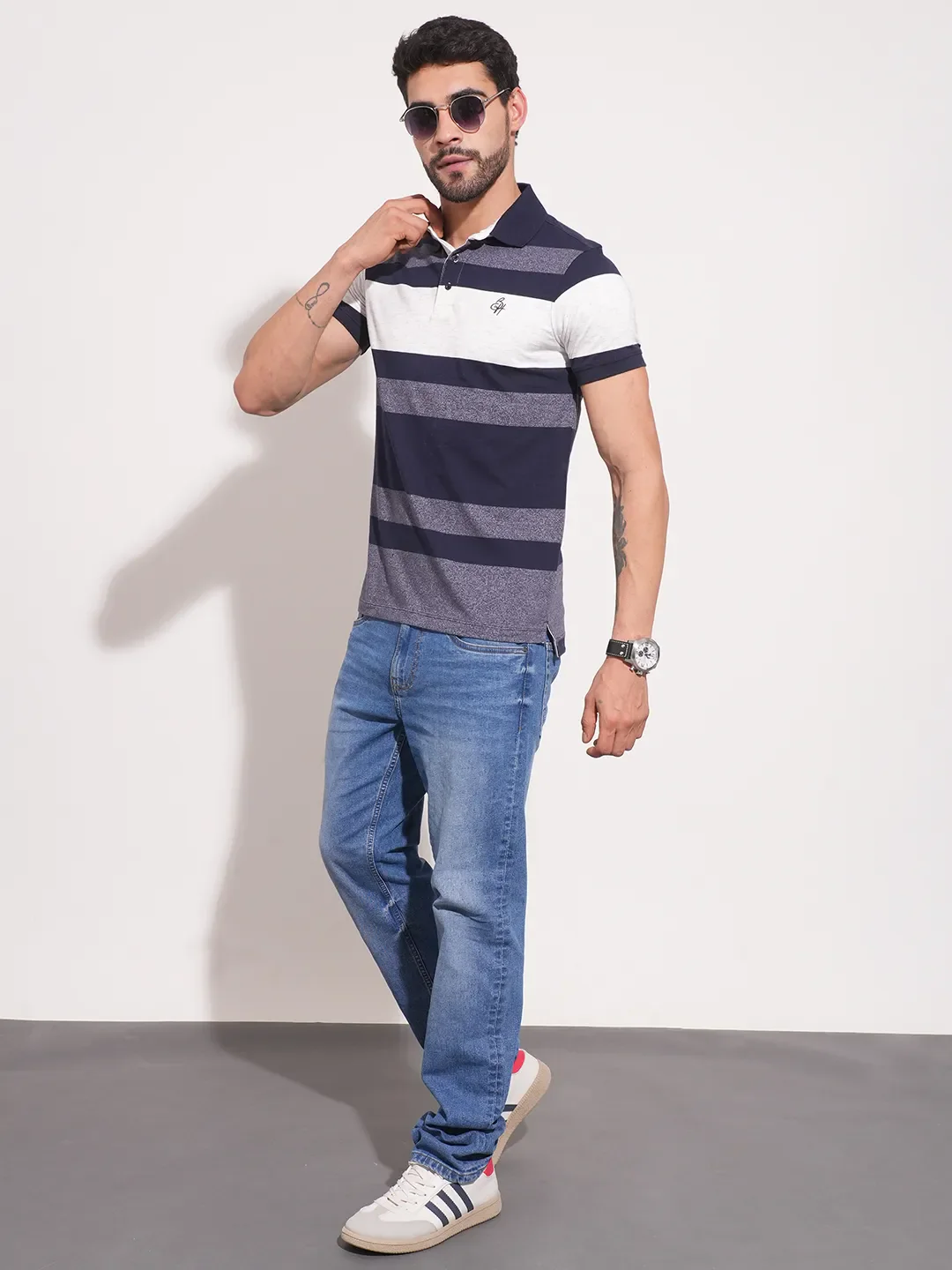 Navy Regular Fit Men's Polo T-Shirt by Being Human Clothing - Image 2