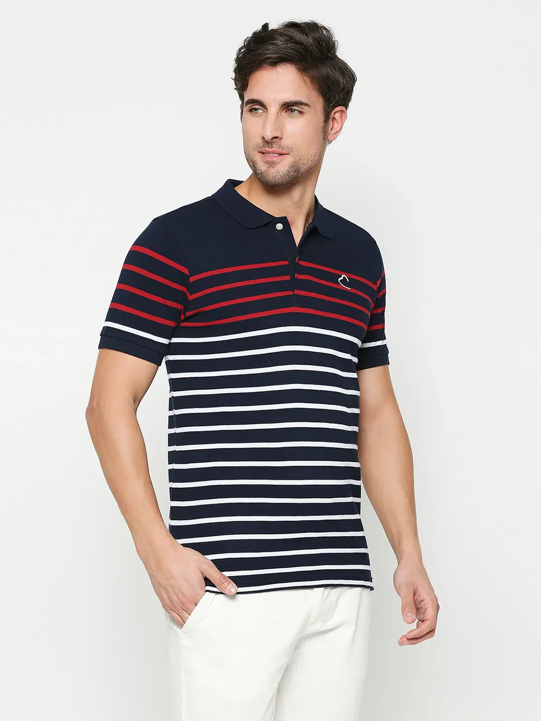 Blue Regular Fit Men's Polo T-shirt by Being Human Clothing - Image 3