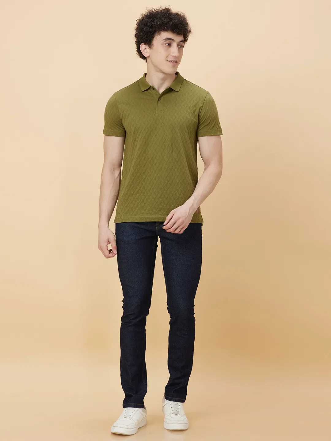 Olive Regular Fit Men's Polo T-shirt by Being Human Clothing - Image 2