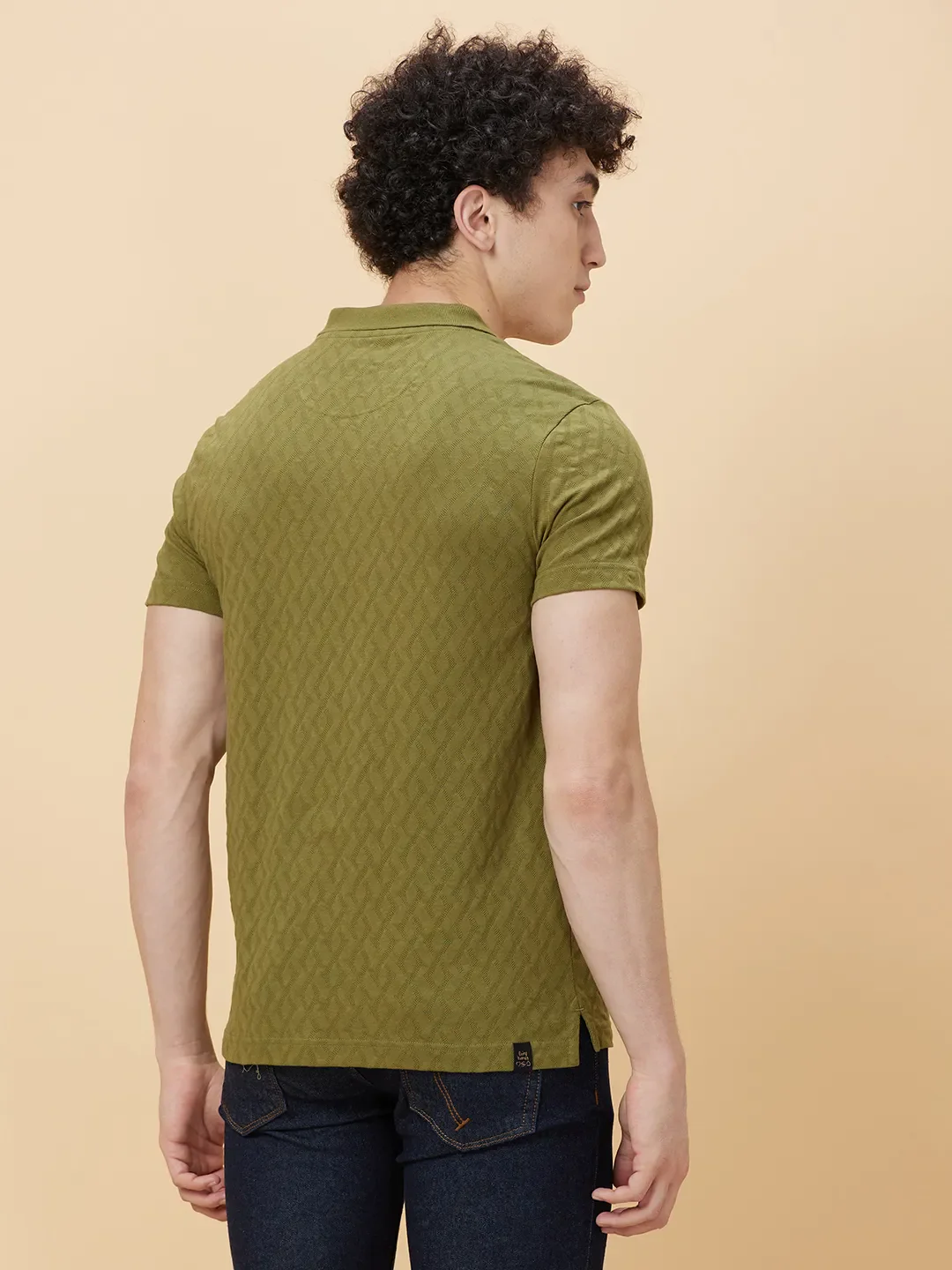 Olive Regular Fit Men's Polo T-shirt by Being Human Clothing - Image 4