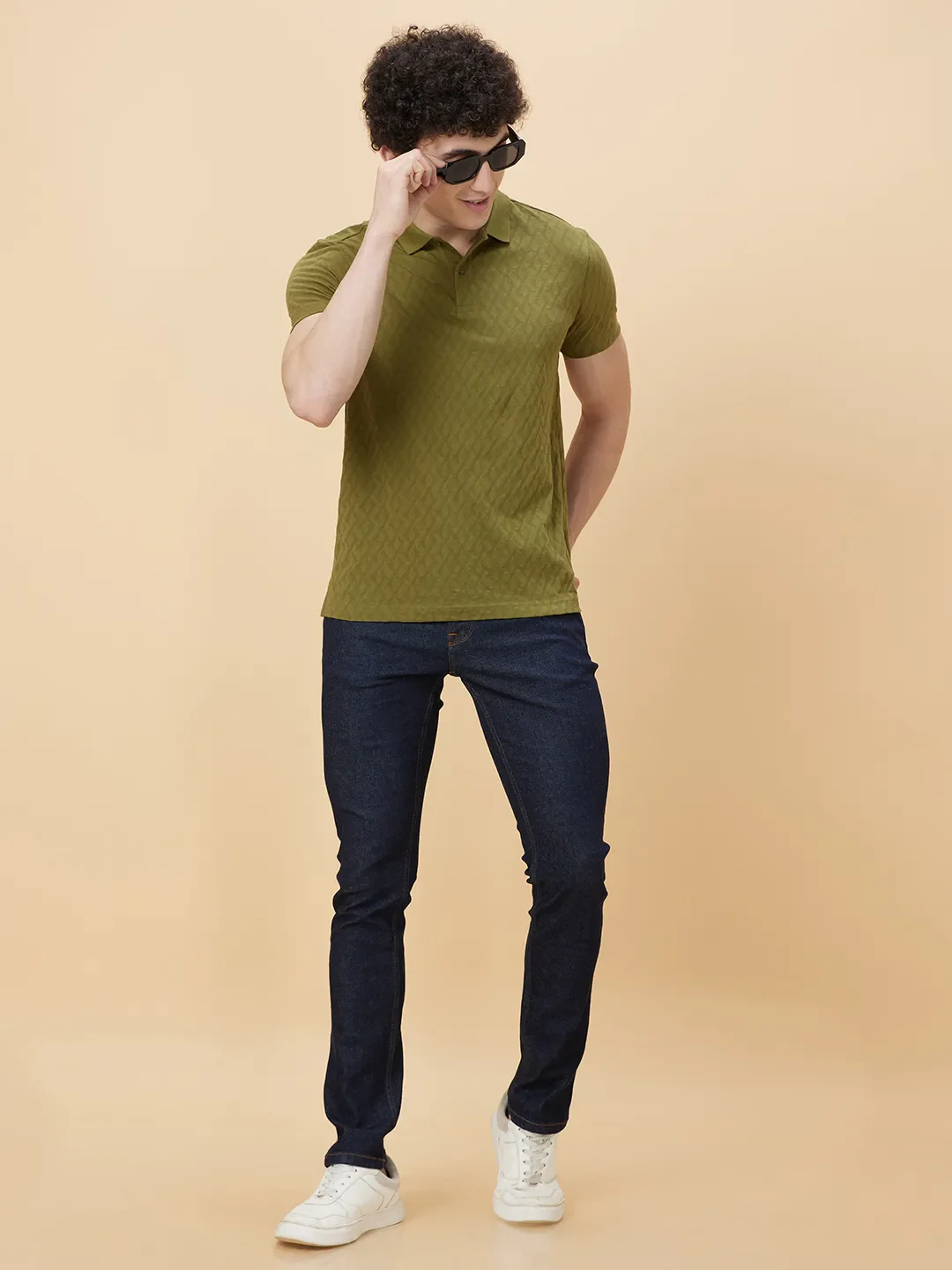 Olive Regular Fit Men's Polo T-shirt by Being Human Clothing - Image 6