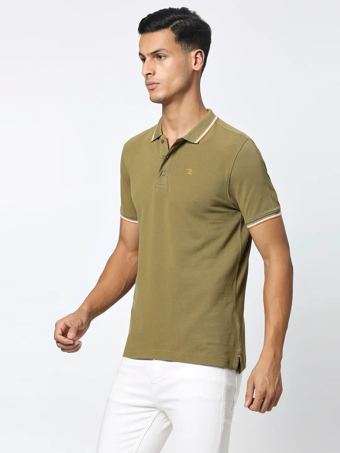 Green Regular Fit Men's Polo T-Shirt by Being Human Clothing - Image 2