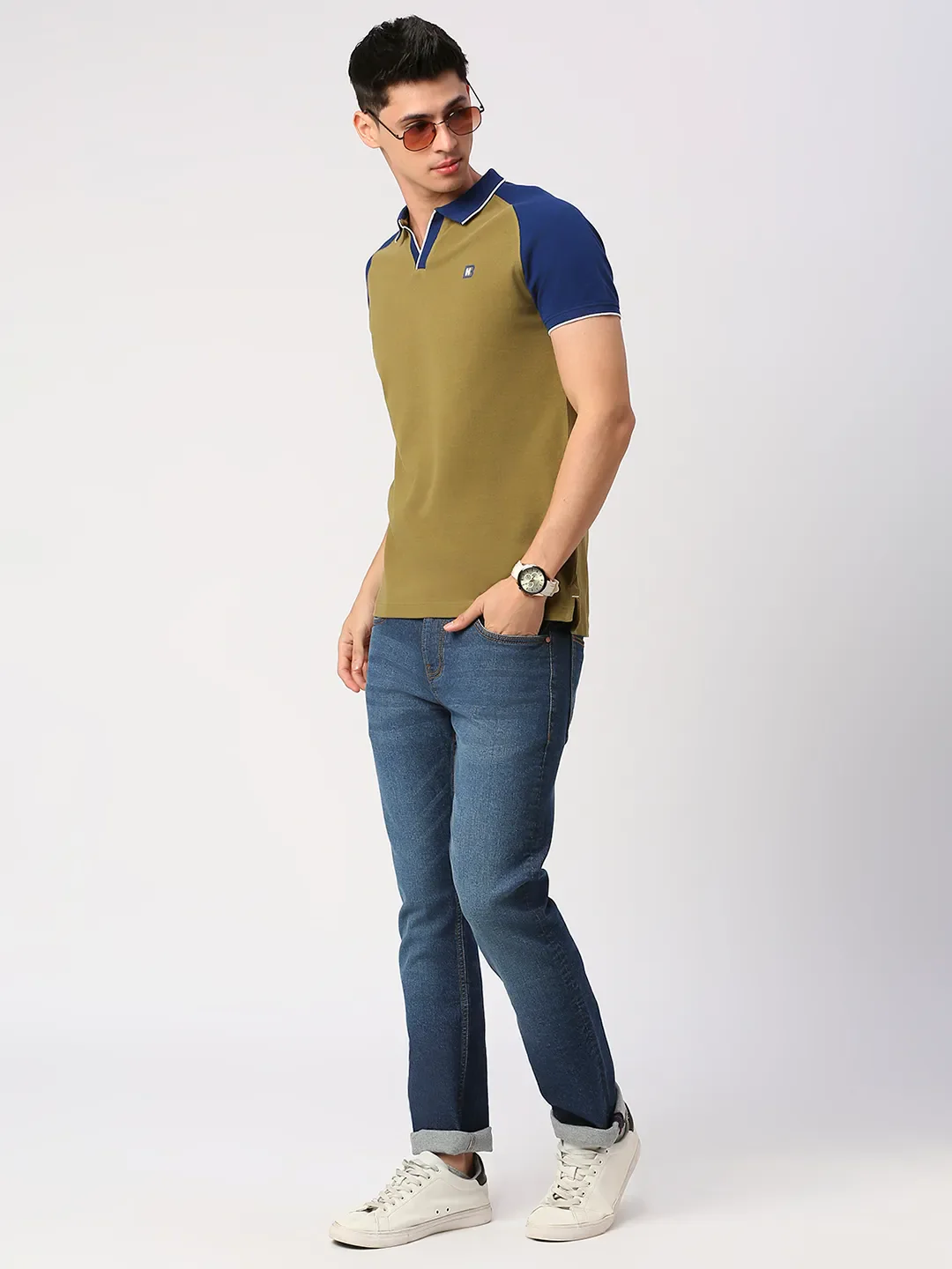Green Regular Fit Men's Polo T-Shirt by Being Human Clothing - Image 6