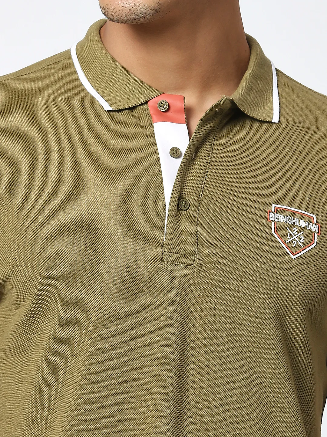 Green Regular Fit Men's Polo T-Shirt by Being Human Clothing - Image 5