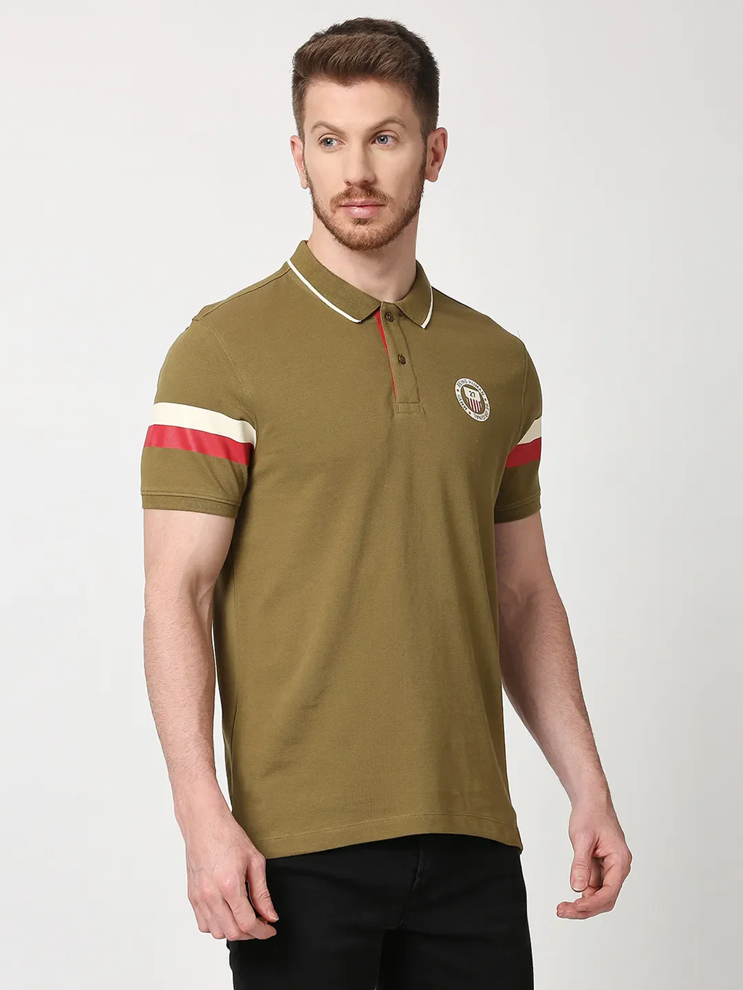 Green Regular Fit Men's Polo T-Shirt by Being Human Clothing - Image 3