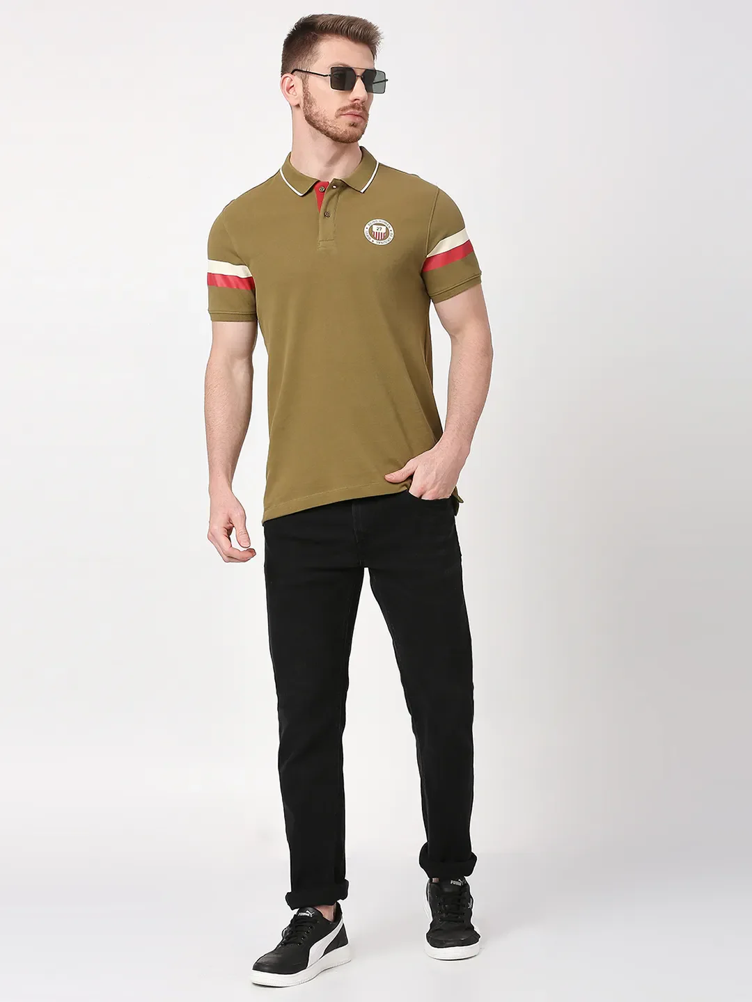 Green Regular Fit Men's Polo T-Shirt by Being Human Clothing - Image 6