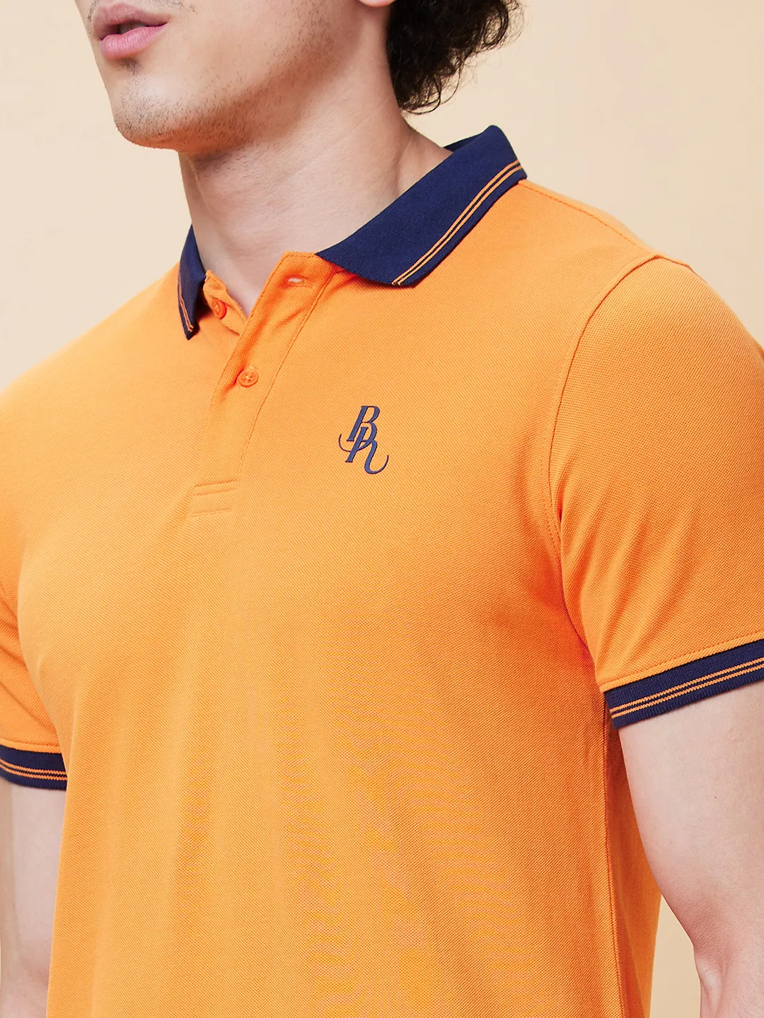 Orange Regular Fit Men's Polo T-Shirt by Being Human Clothing - Image 4