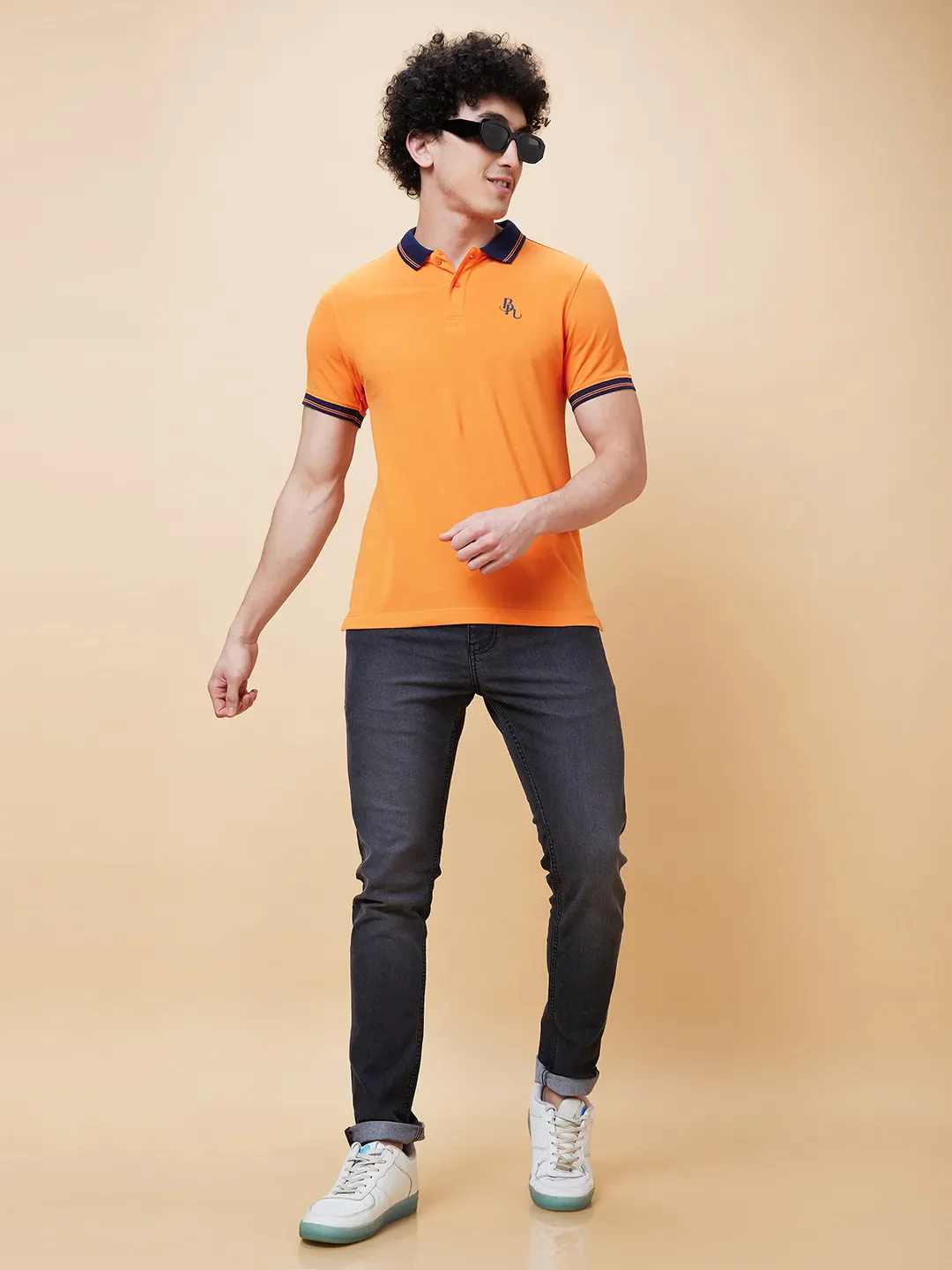 Orange Regular Fit Men's Polo T-Shirt by Being Human Clothing - Image 5