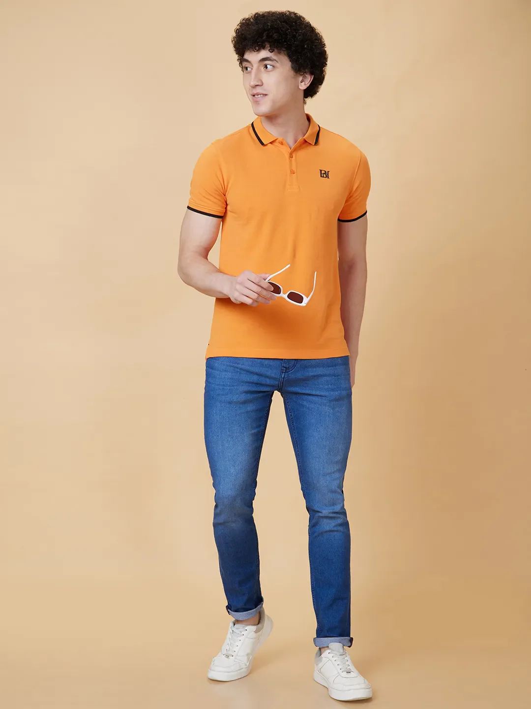 Orange Regular Fit Men's Polo T-Shirt by Being Human Clothing - Image 5