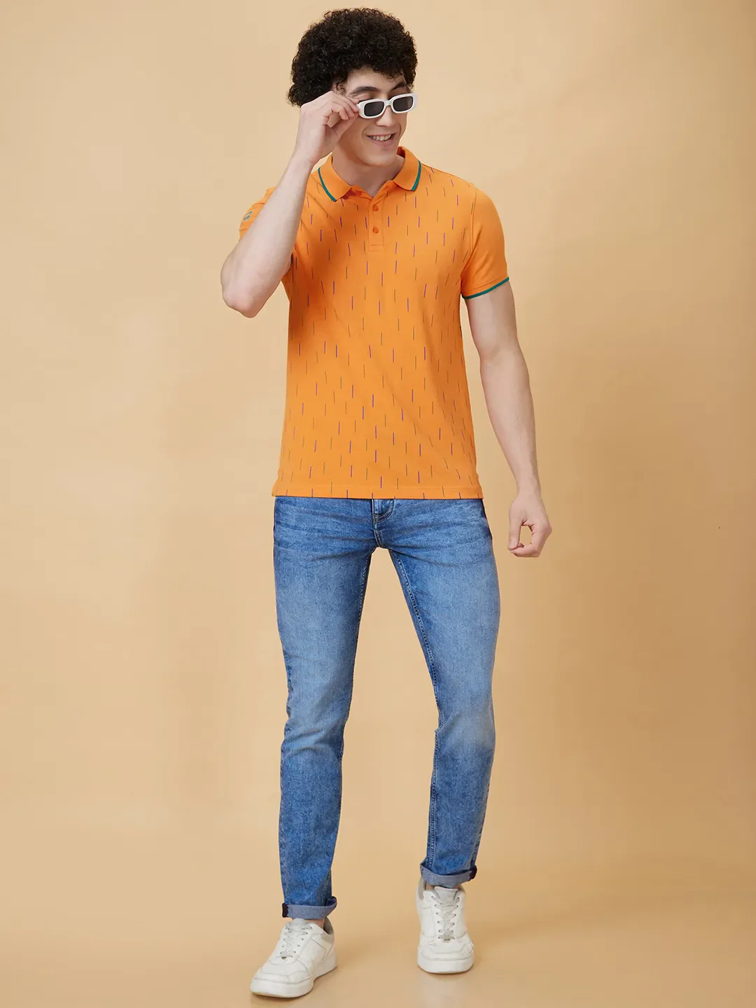 Orange Regular Fit Men's Polo T-Shirt by Being Human Clothing - Image 5