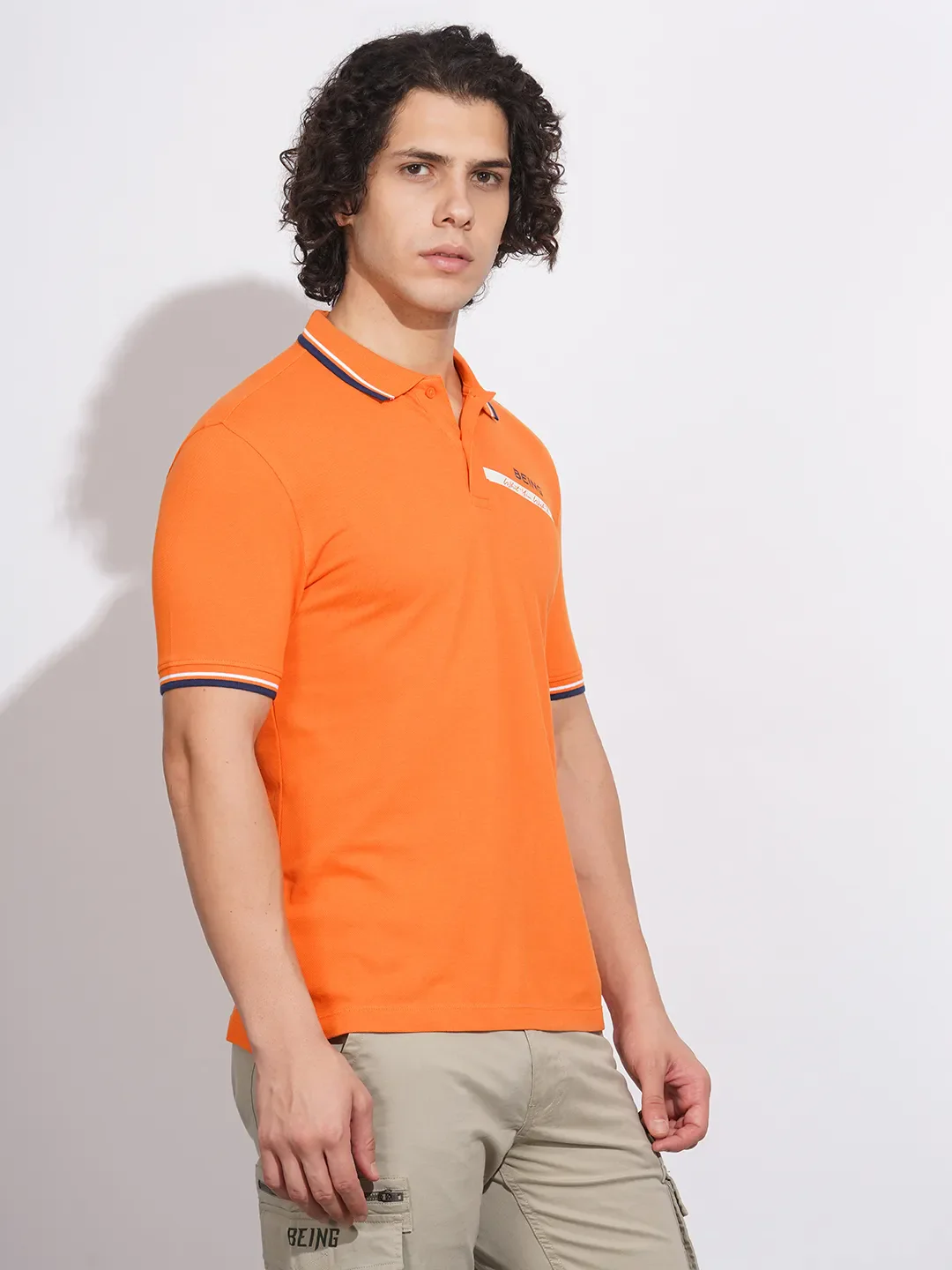 Orange Regular Fit Men's Polo T-Shirt by Being Human Clothing - Image 2