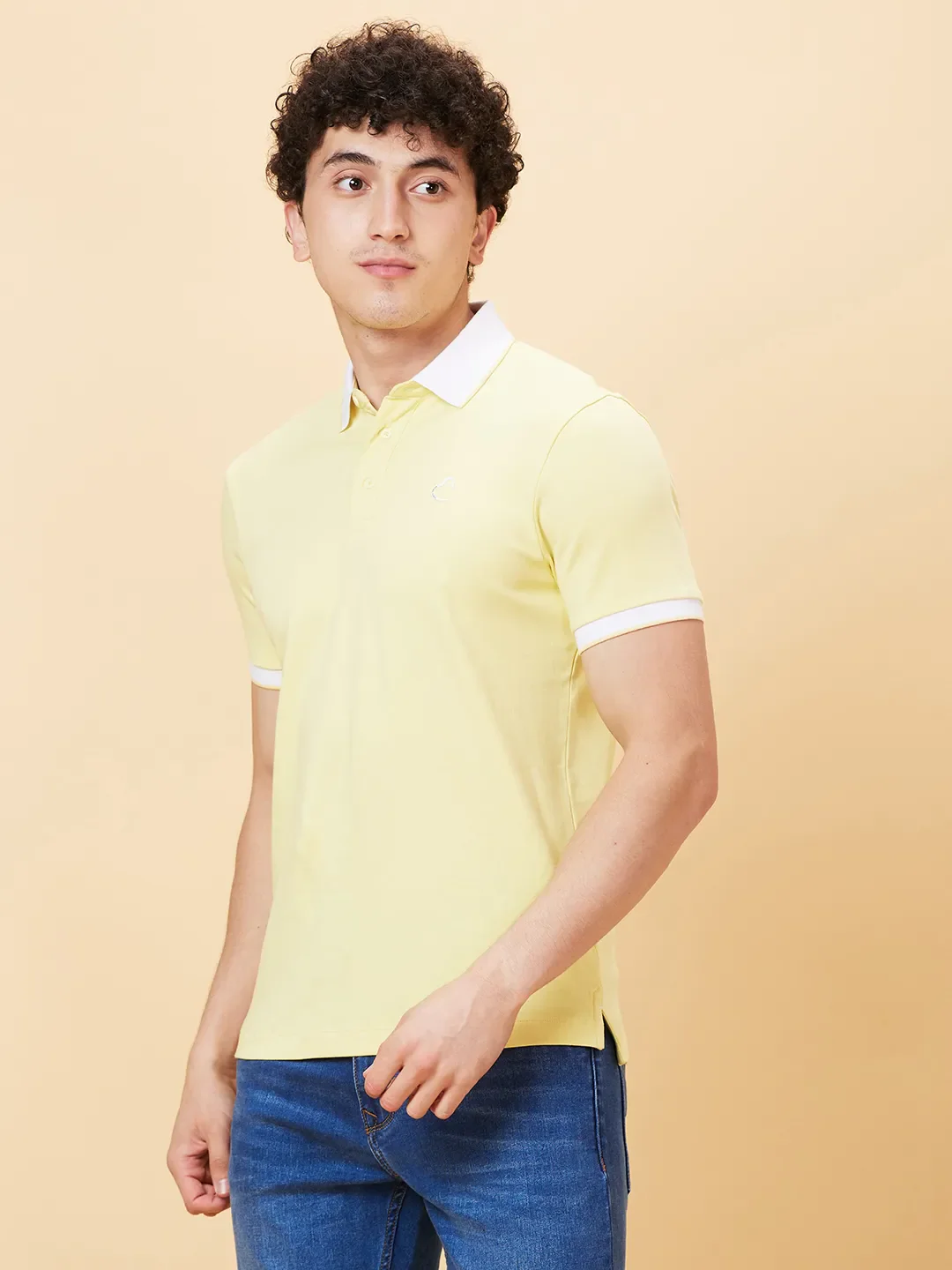 Yellow Regular Fit Men's Polo T-Shirt by Being Human Clothing - Image 3