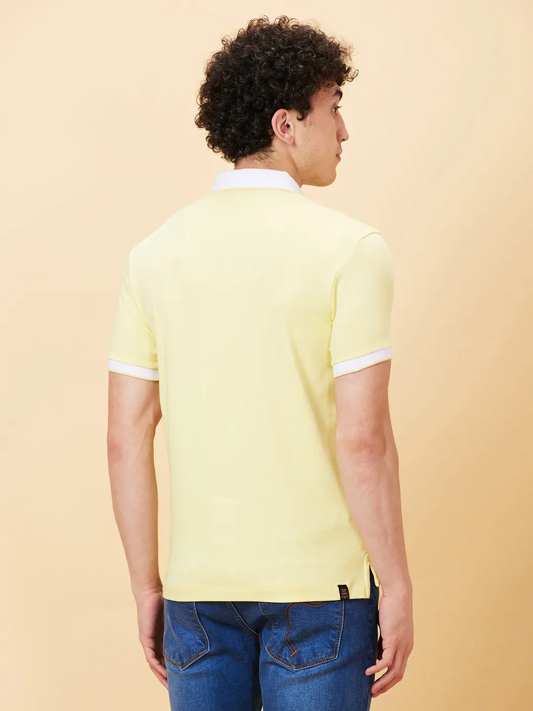 Yellow Regular Fit Men's Polo T-Shirt by Being Human Clothing - Image 4