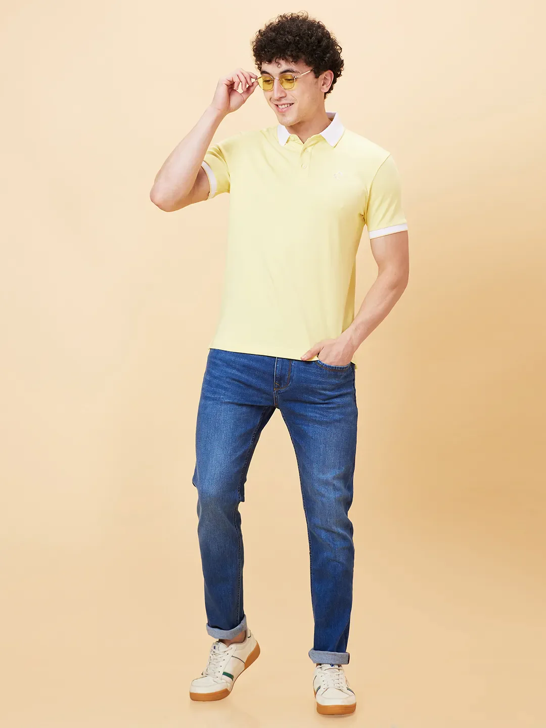 Yellow Regular Fit Men's Polo T-Shirt by Being Human Clothing - Image 6