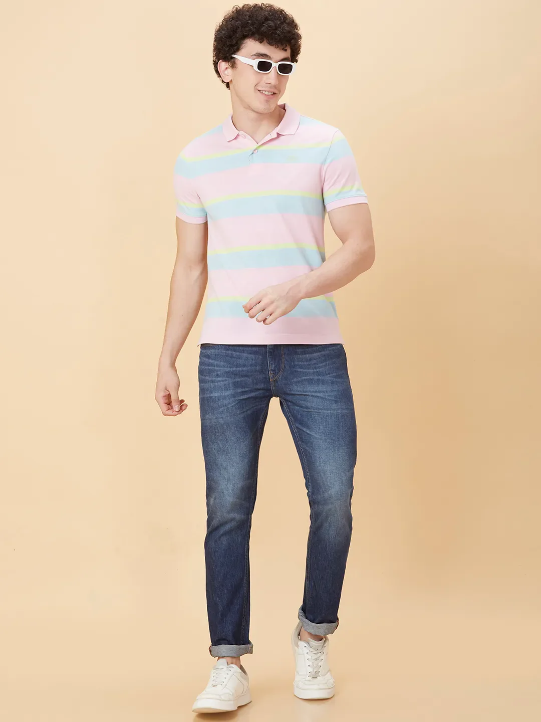 Pink Regular Fit Men's Polo T-Shirt by Being Human Clothing - Image 2