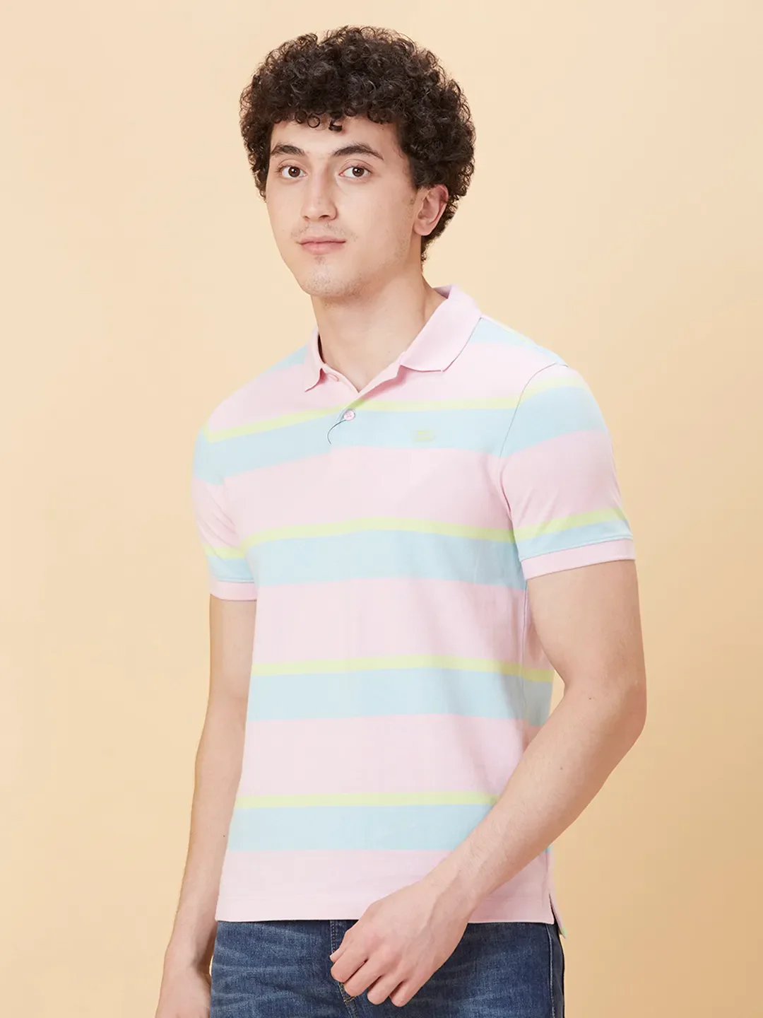 Pink Regular Fit Men's Polo T-Shirt by Being Human Clothing - Image 4