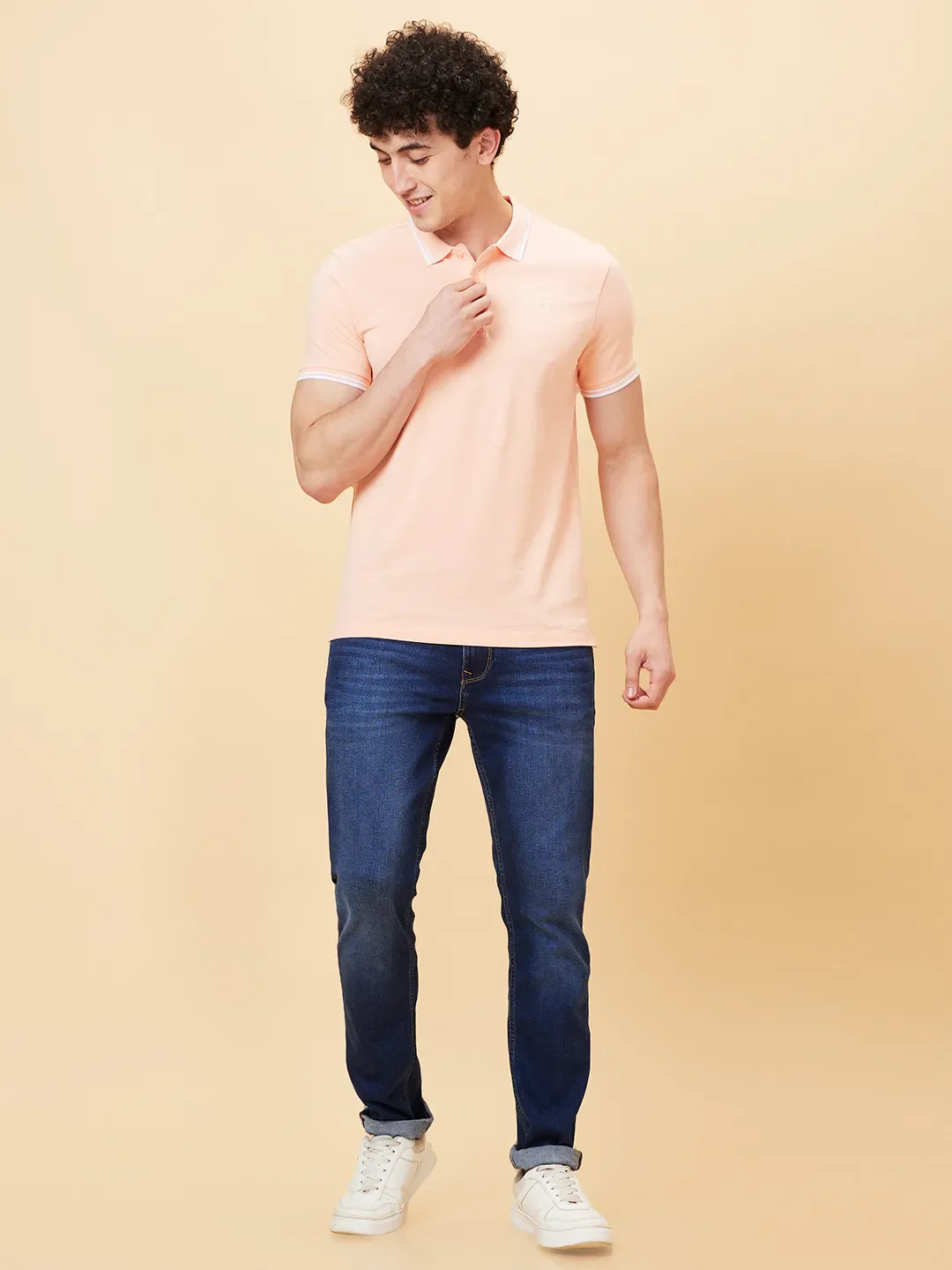 Orange Regular Fit Men's Polo T-shirt by Being Human Clothing - Image 2