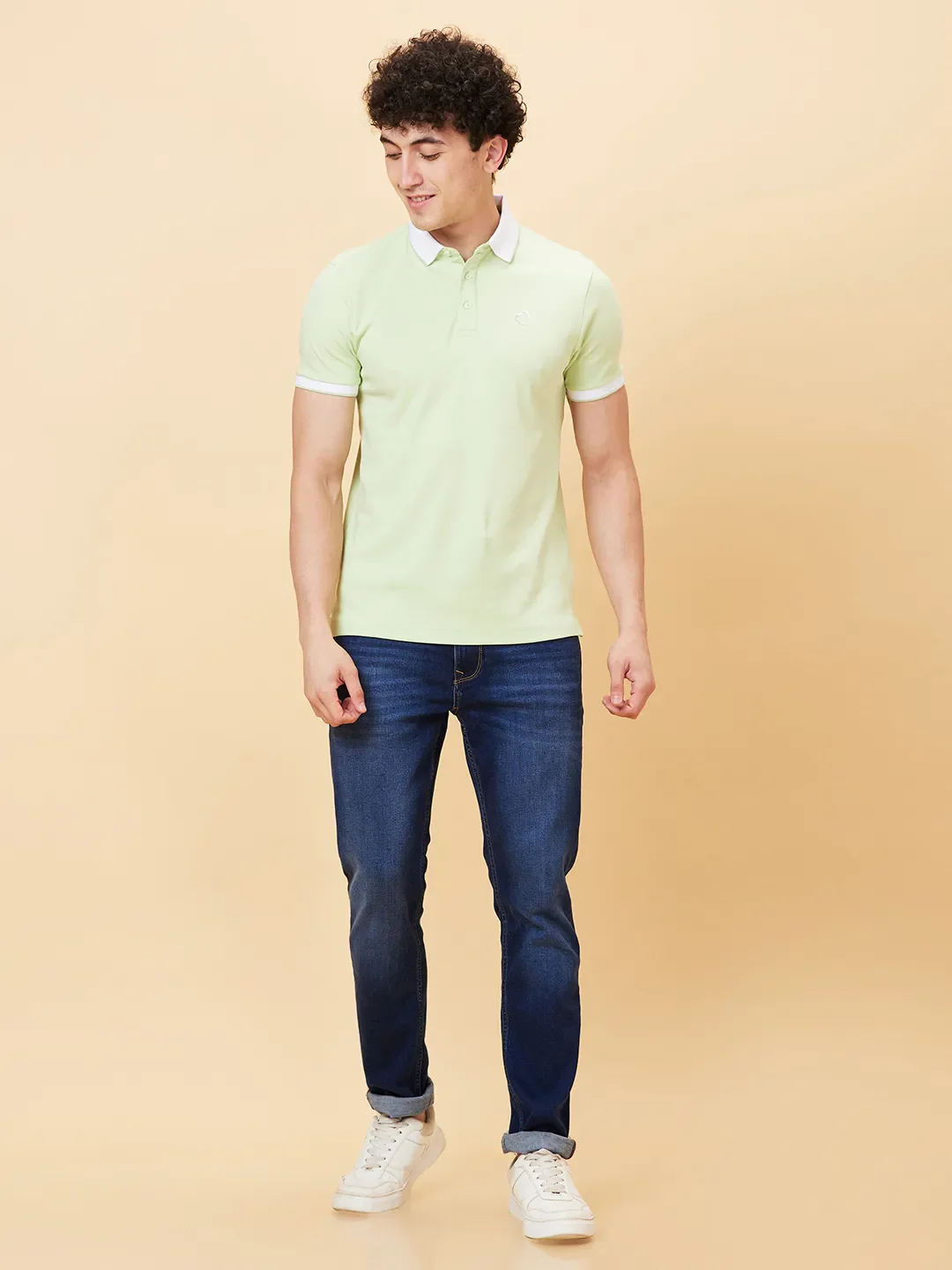 Green Regular Fit Men's Polo T-shirt by Being Human Clothing - Image 2