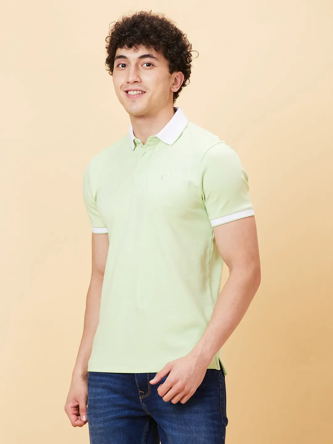 Green Regular Fit Men's Polo T-shirt by Being Human Clothing - Image 3