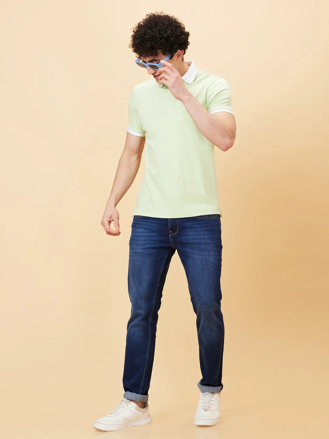 Green Regular Fit Men's Polo T-shirt by Being Human Clothing - Image 6