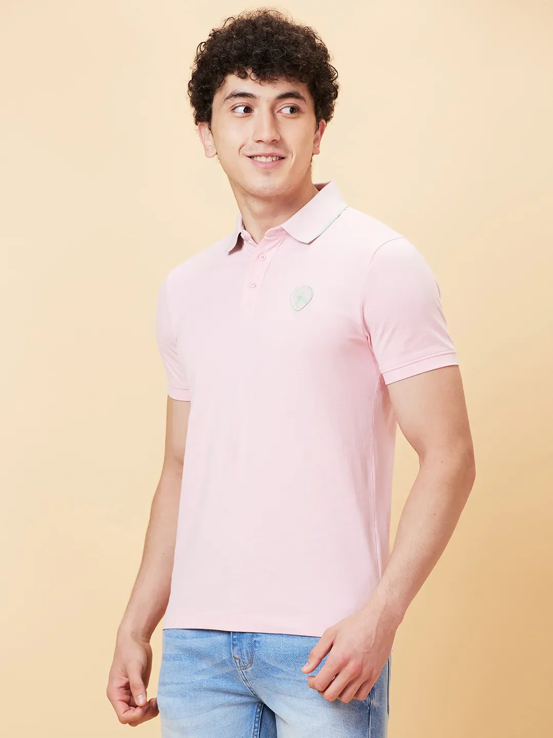 Pink Regular Fit Men's Polo T-Shirt by Being Human Clothing - Image 3