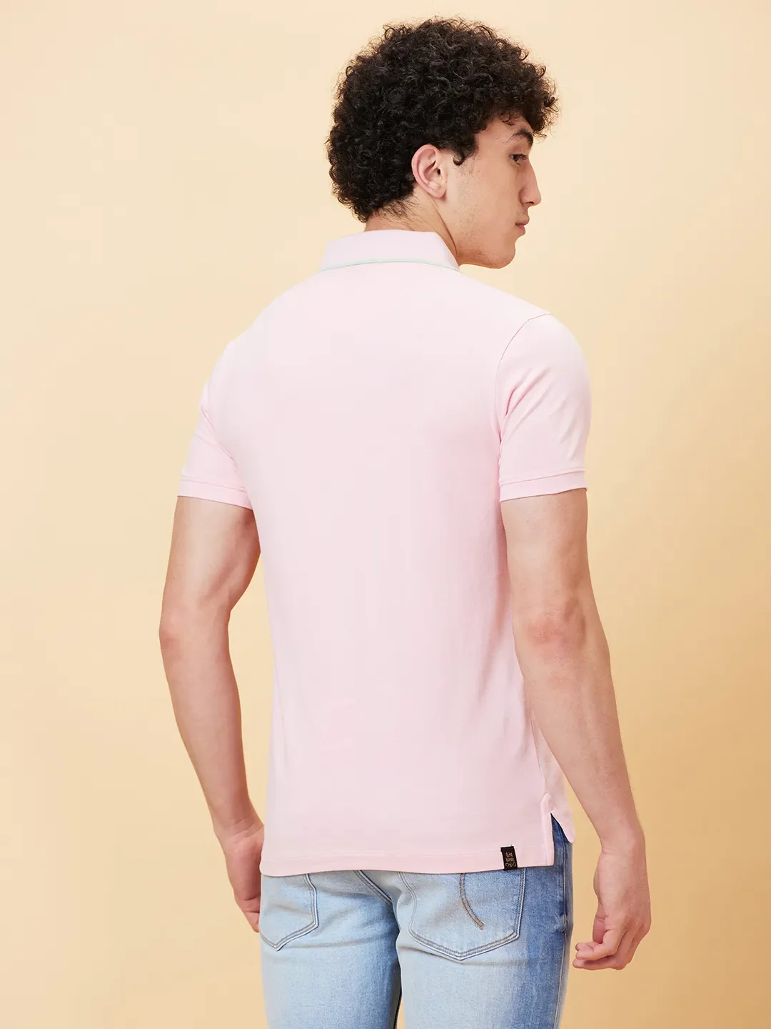 Pink Regular Fit Men's Polo T-Shirt by Being Human Clothing - Image 4