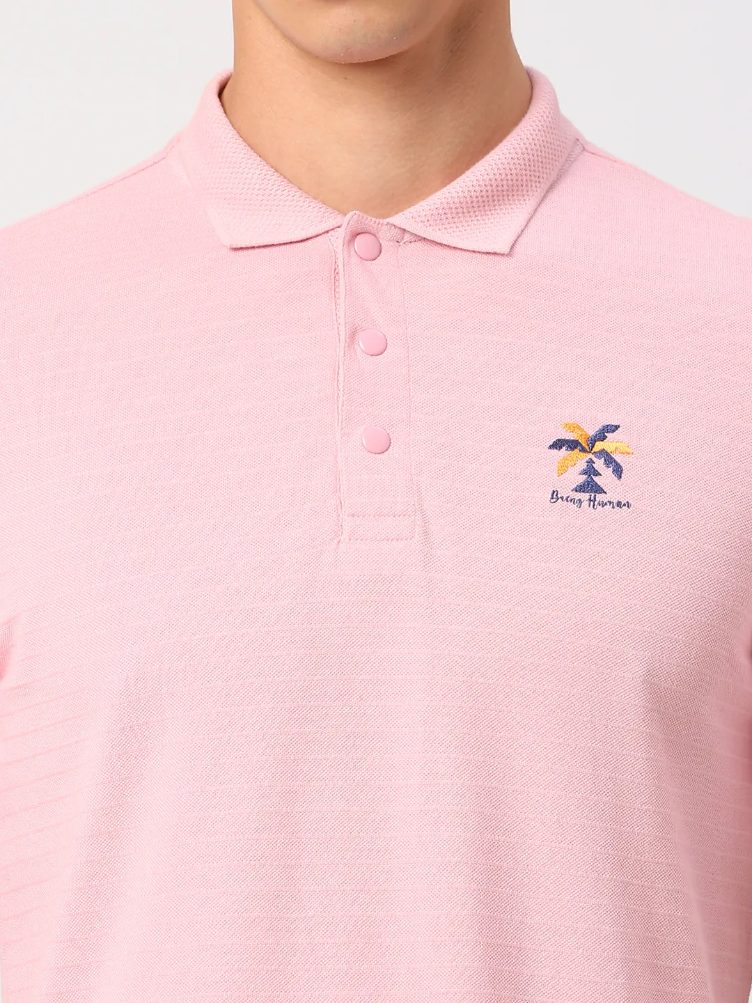 Pink Regular Fit Men's Polo T-Shirt by Being Human Clothing - Image 5
