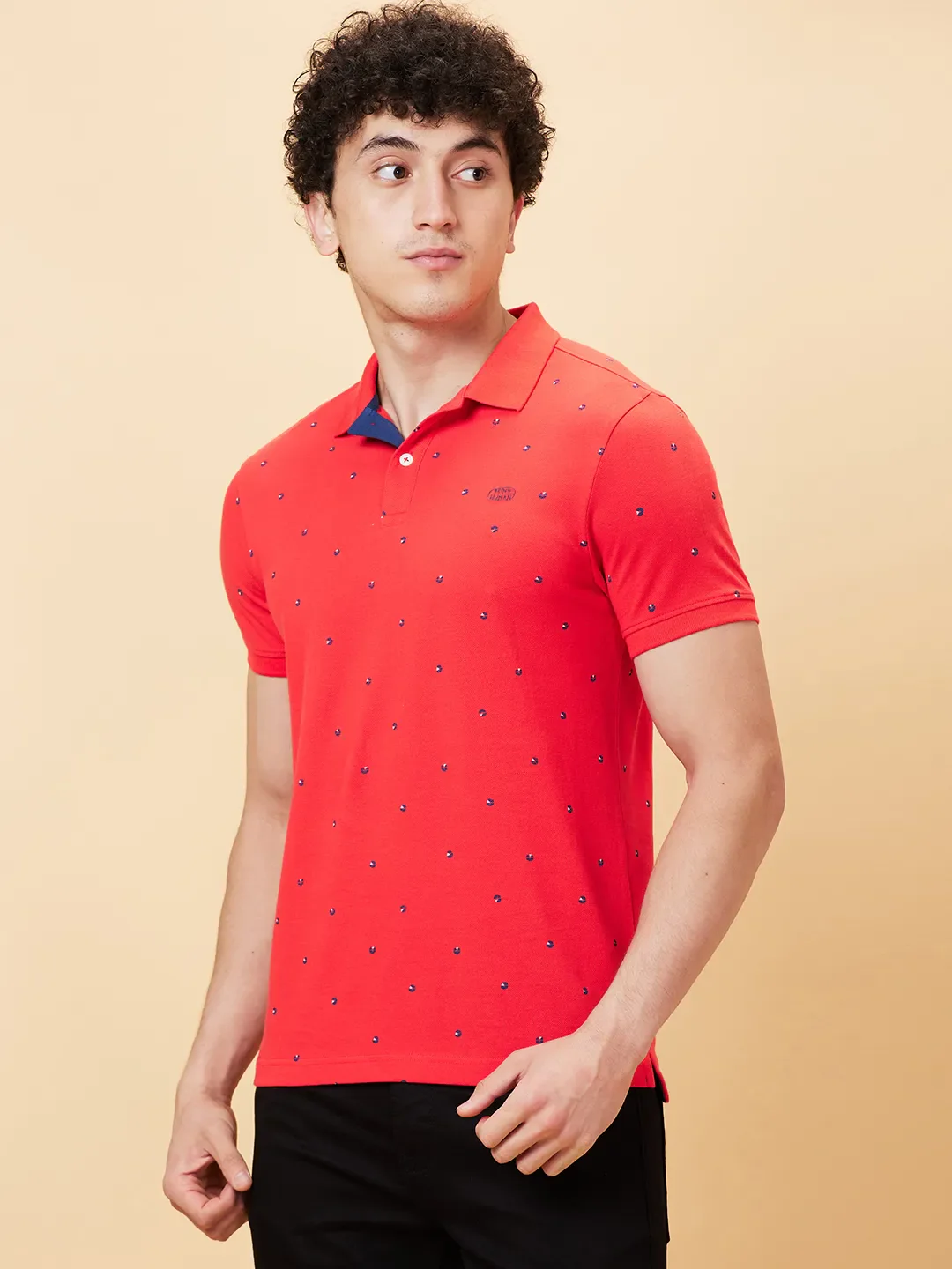 Red Regular Fit Men's Polo T-Shirt by Being Human Clothing