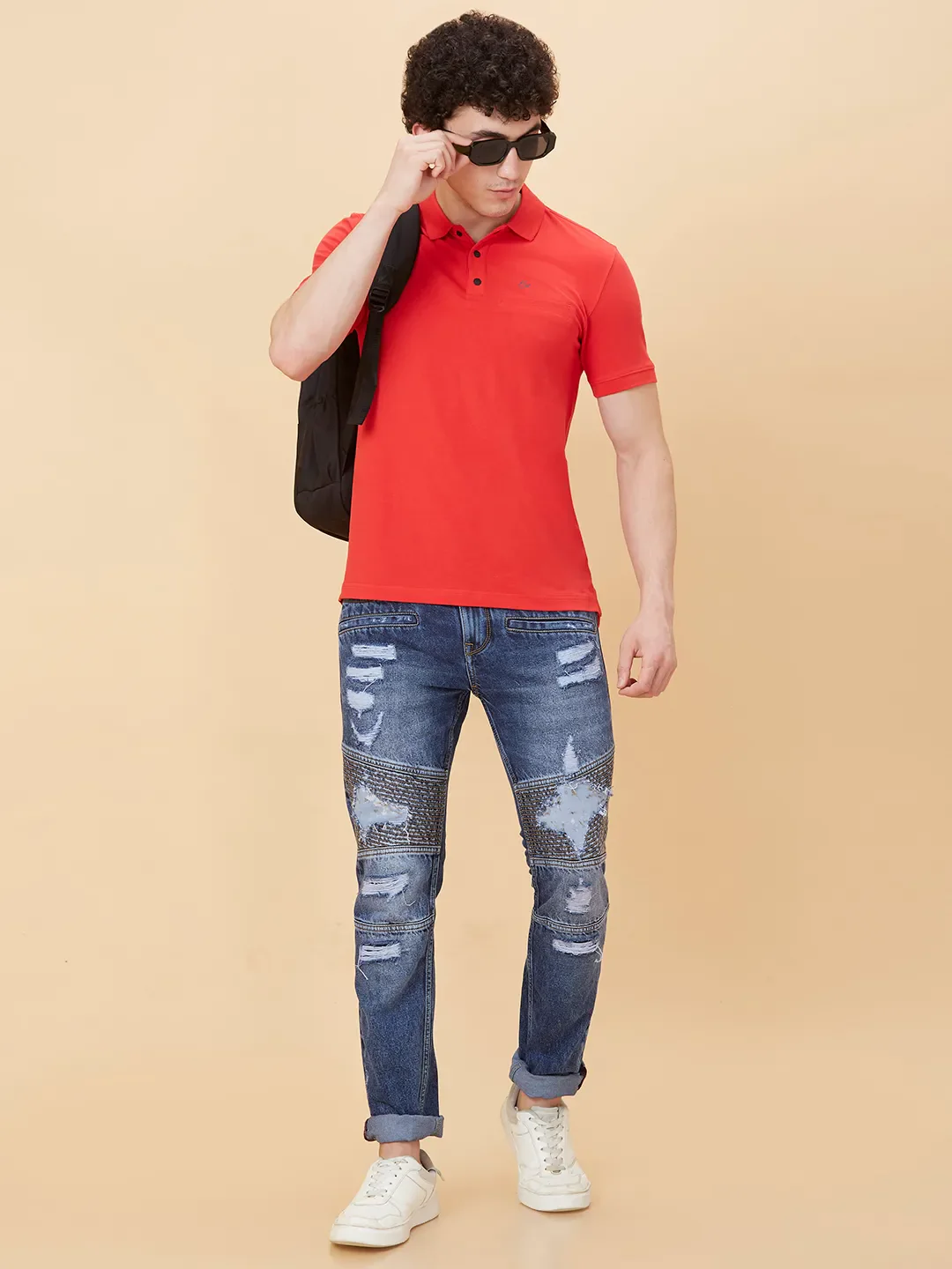 Red Regular Fit Men's Polo T-Shirt by Being Human Clothing - Image 6